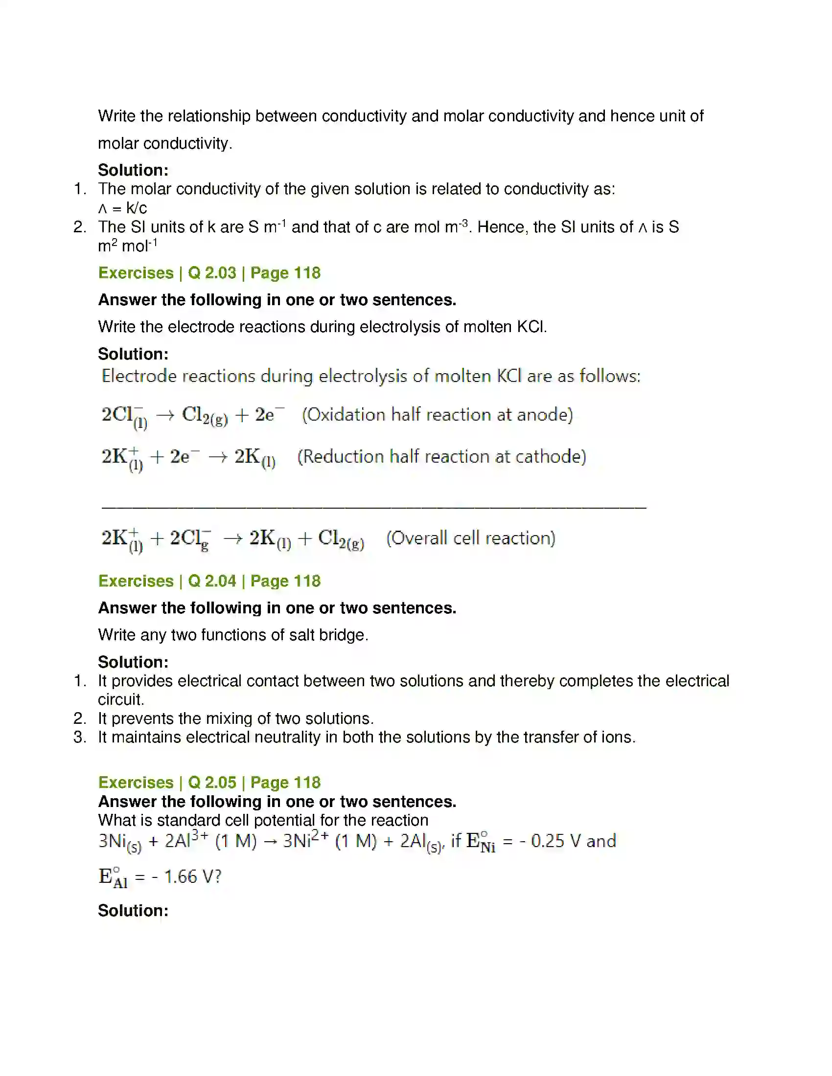 Maharashtra Board Class 12th Chemistry Electrochemistry Solution 5