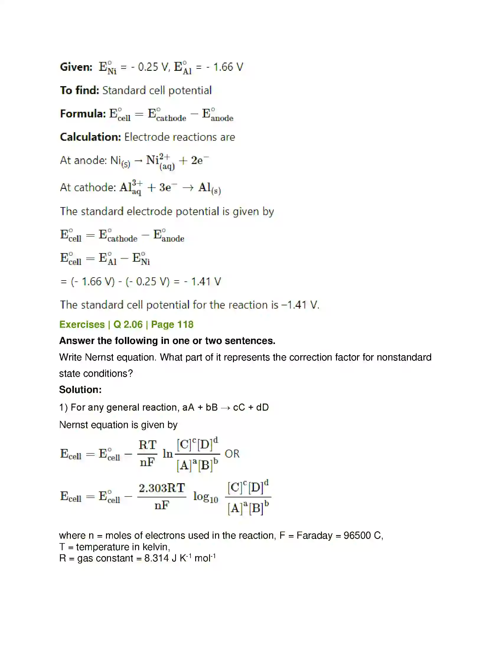 Maharashtra Board Class 12th Chemistry Electrochemistry Solution 6
