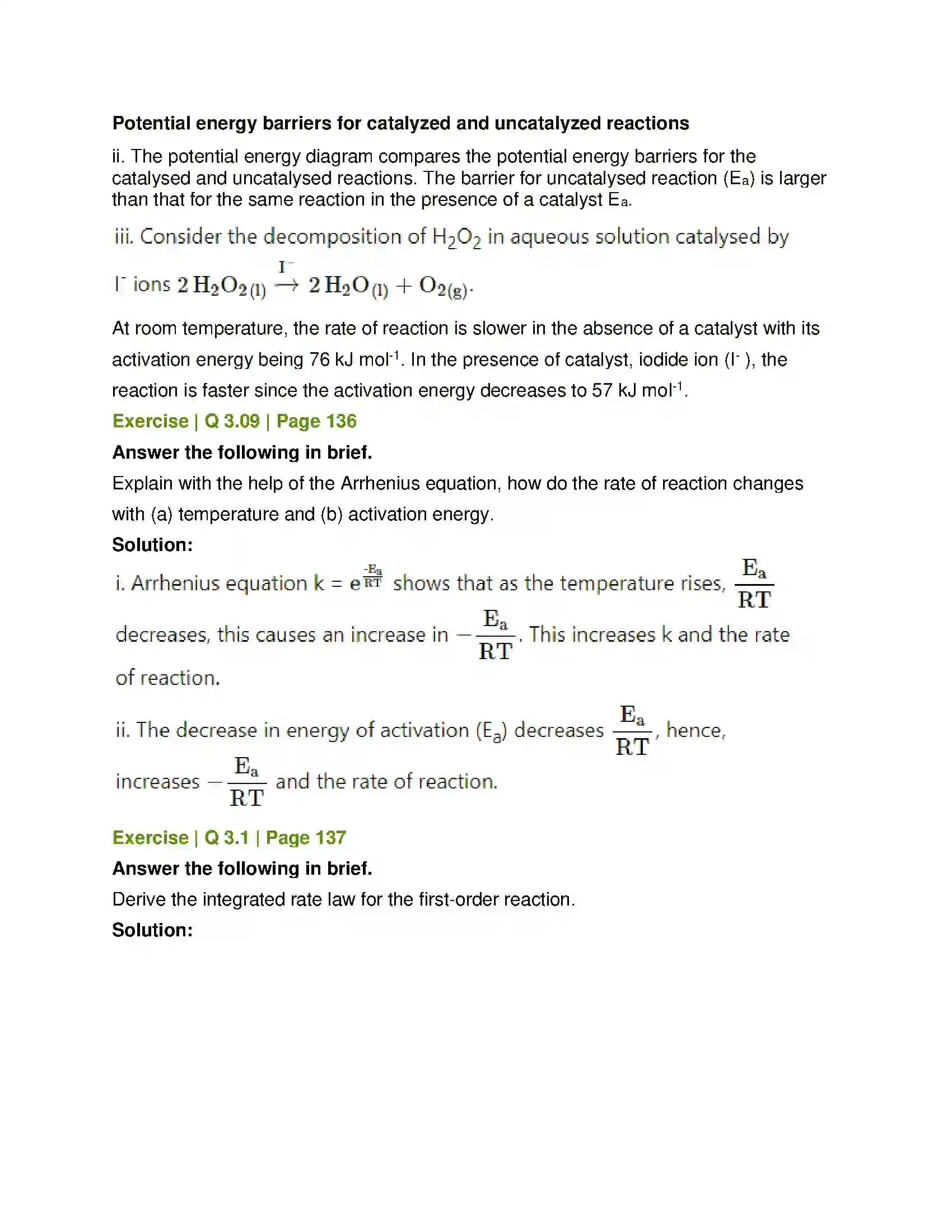 Maharashtra Board Class 12th Chemistry Chemical Kinetics Solution 13
