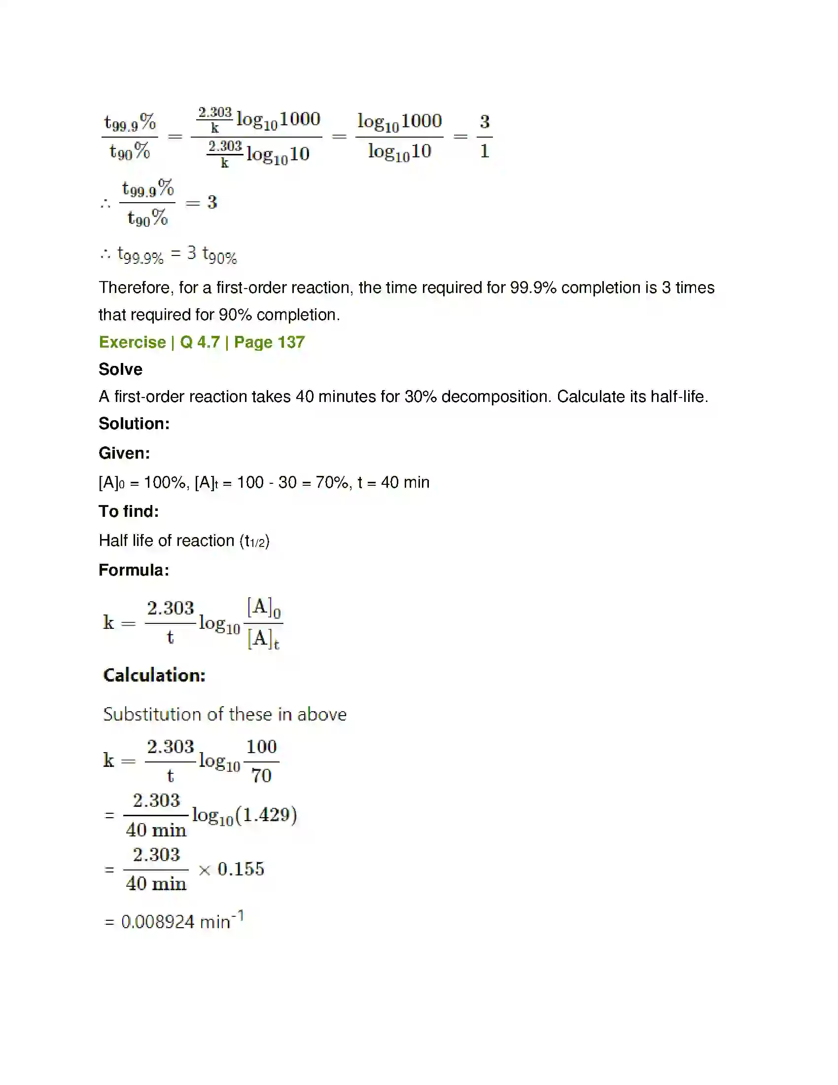 Maharashtra Board Class 12th Chemistry Chemical Kinetics Solution 30