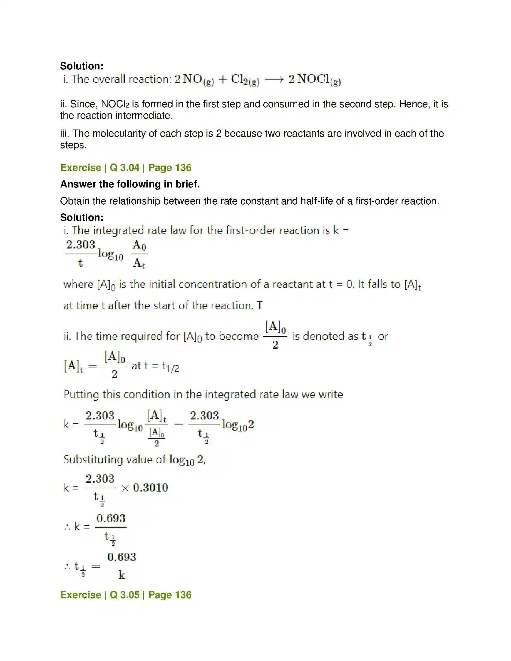 Maharashtra Board Class 12th Chemistry Chemical Kinetics Solution 9