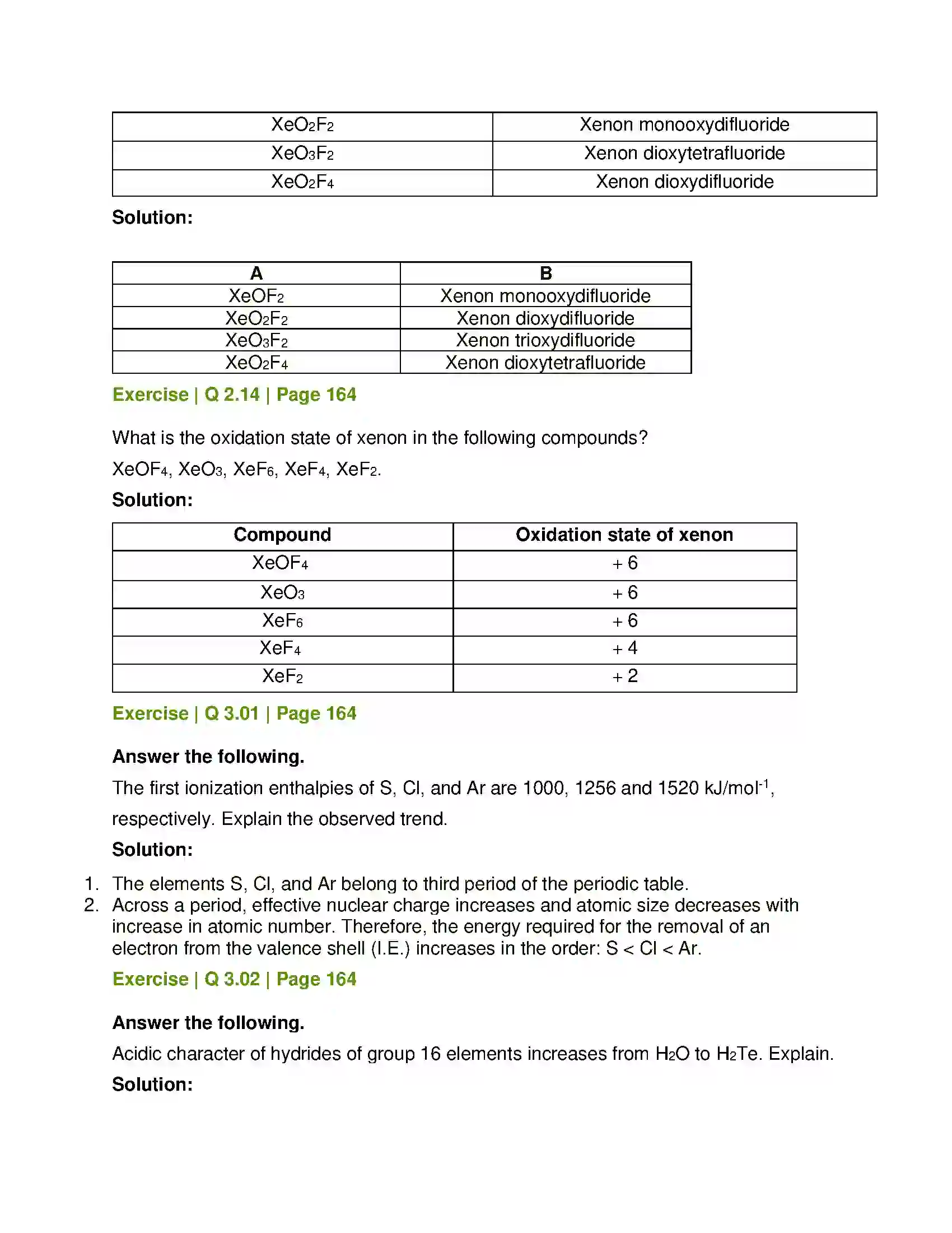 Maharashtra Board Class 12th Chemistry Elements of Groups 16, 17 and 18 Solution 10