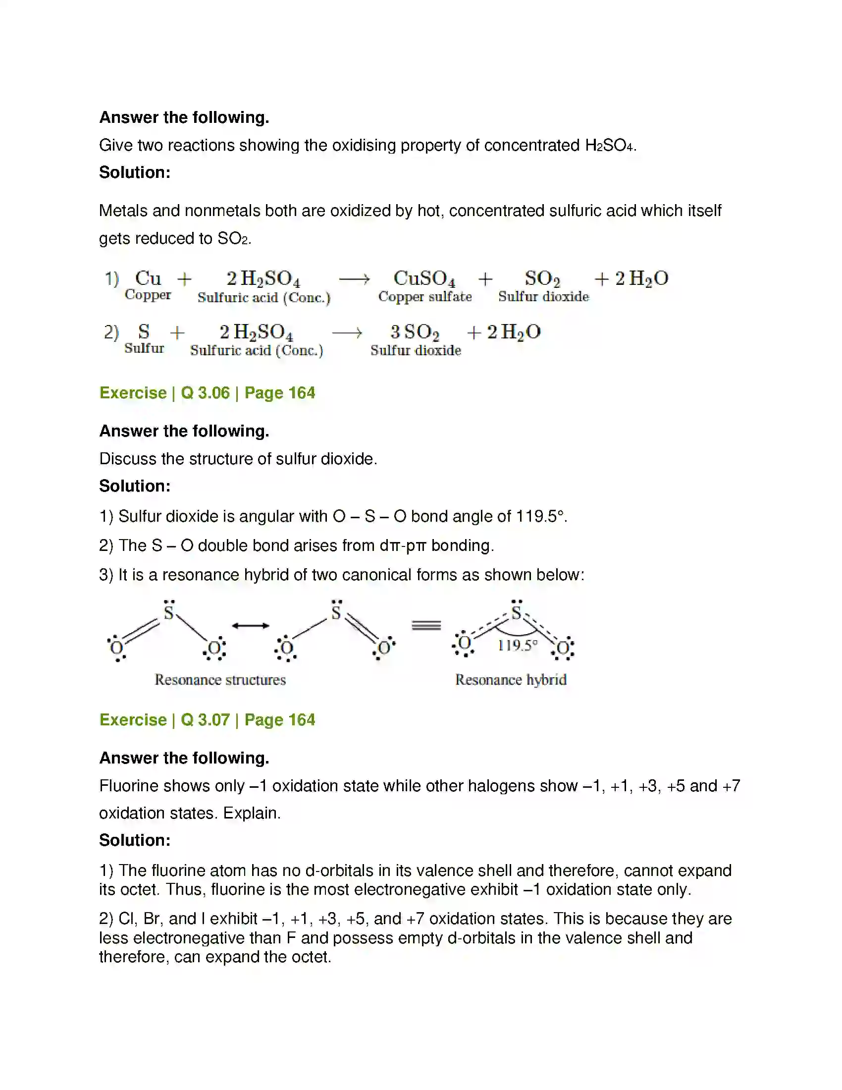 Maharashtra Board Class 12th Chemistry Elements of Groups 16, 17 and 18 Solution 12