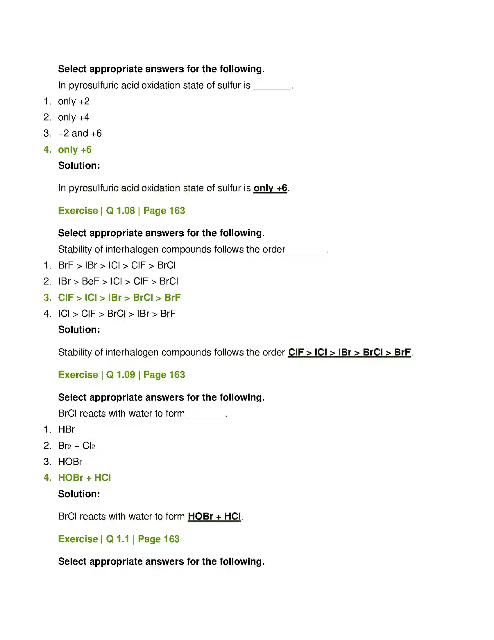 Maharashtra Board Class 12th Chemistry Elements of Groups 16, 17 and 18 Solution 3