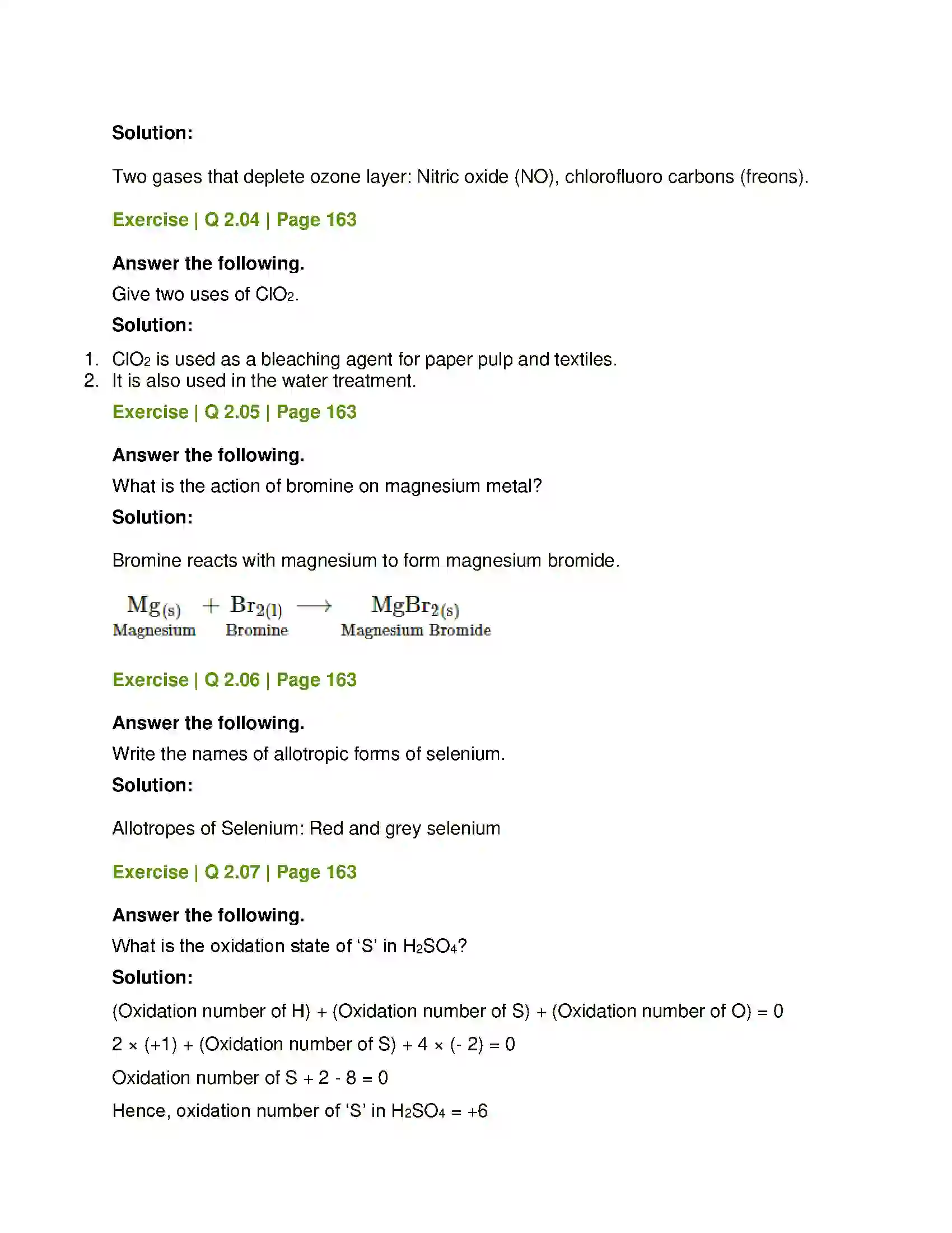 Maharashtra Board Class 12th Chemistry Elements of Groups 16, 17 and 18 Solution 6