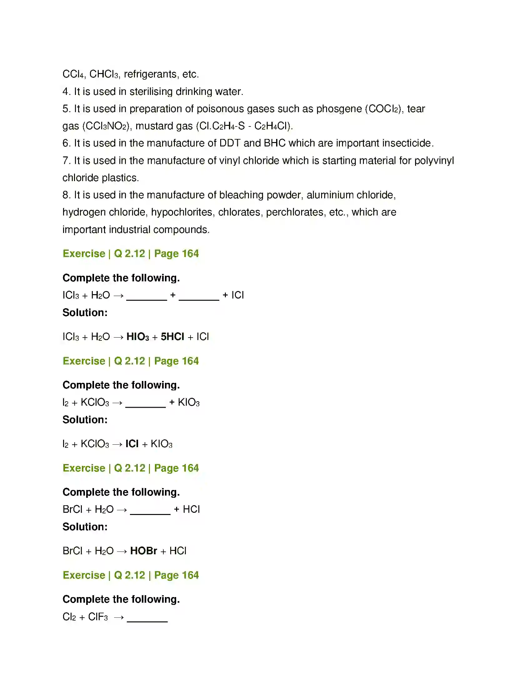 Maharashtra Board Class 12th Chemistry Elements of Groups 16, 17 and 18 Solution 8