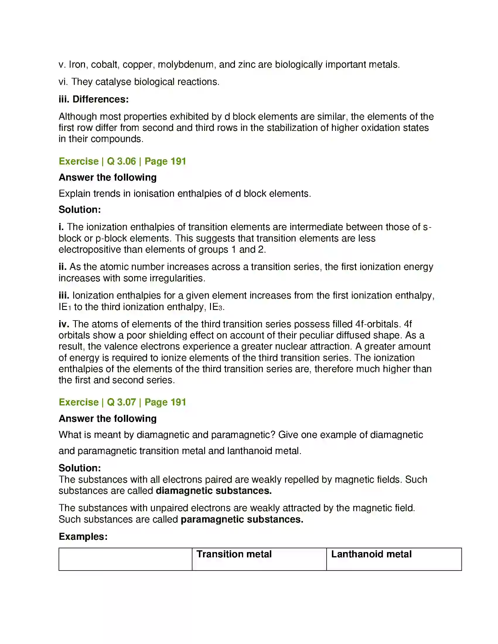 Maharashtra Board Class 12th Chemistry Transition and Inner transition Elements Solution 12