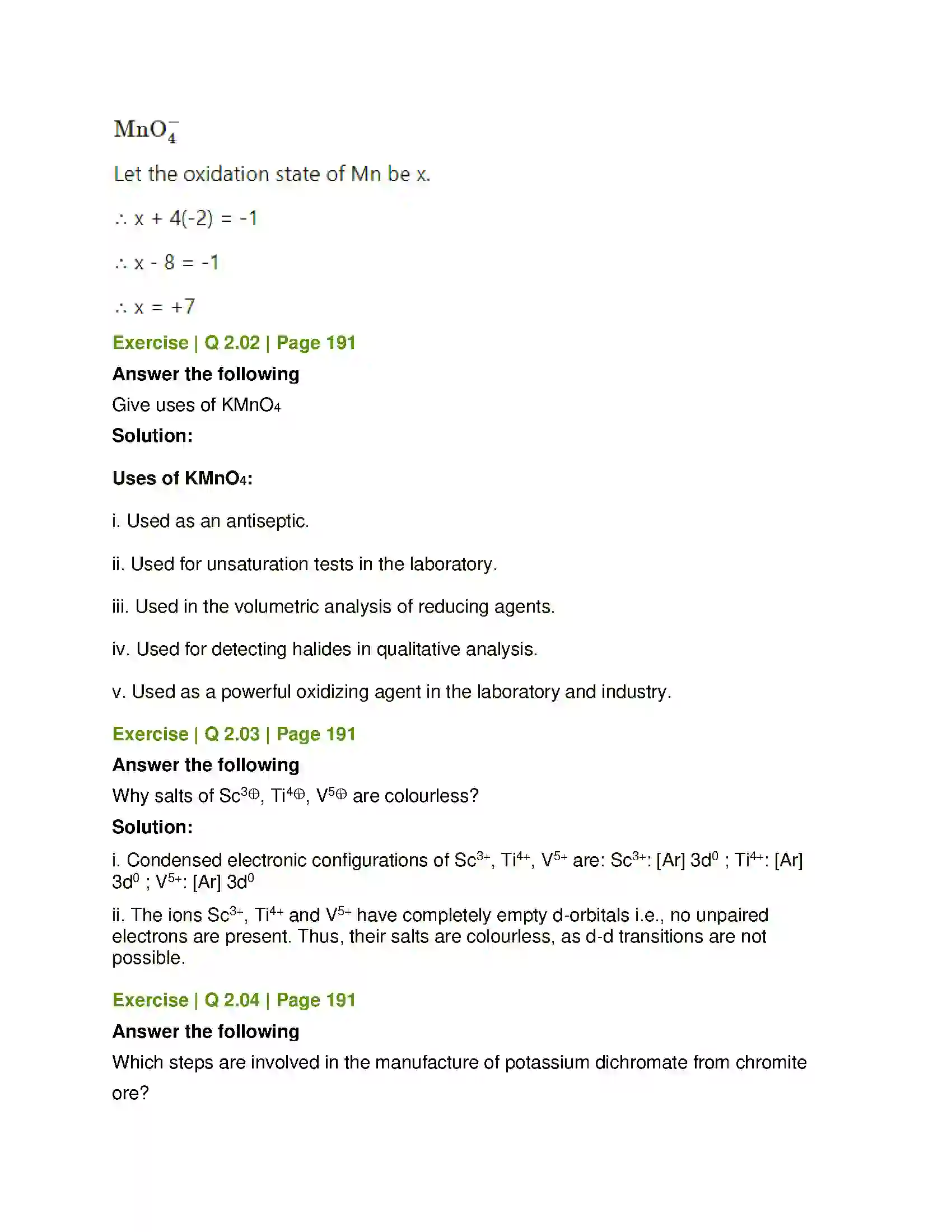 Maharashtra Board Class 12th Chemistry Transition and Inner transition Elements Solution 5