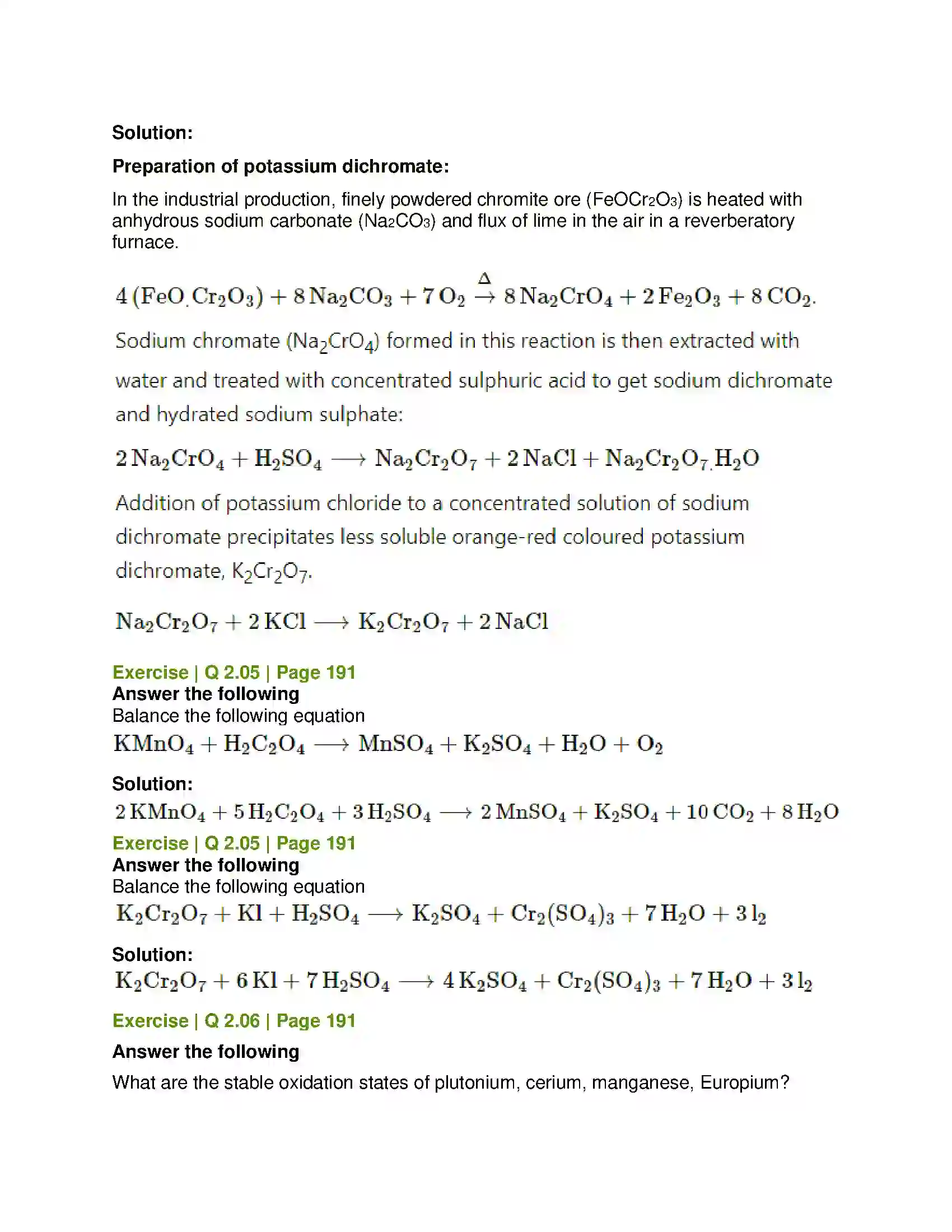 Maharashtra Board Class 12th Chemistry Transition and Inner transition Elements Solution 6