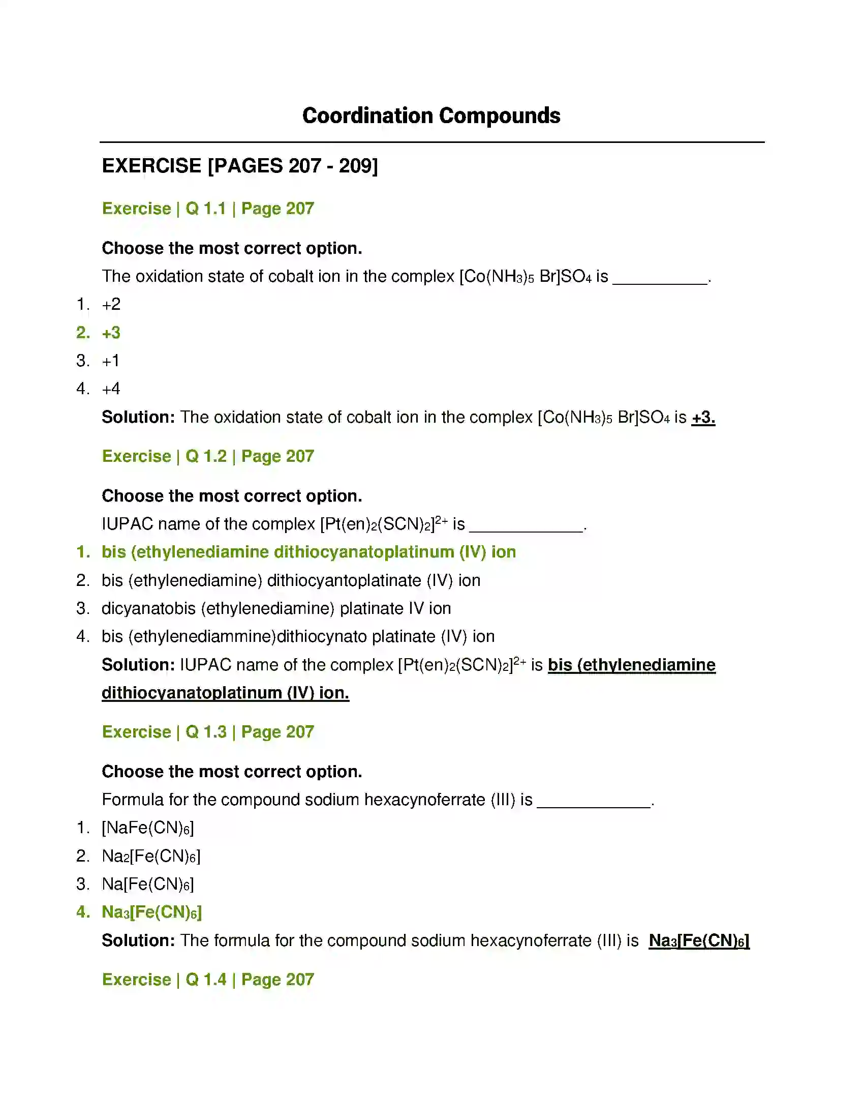 Maharashtra Board Class 12th Chemistry Coordination Compounds Solution 1