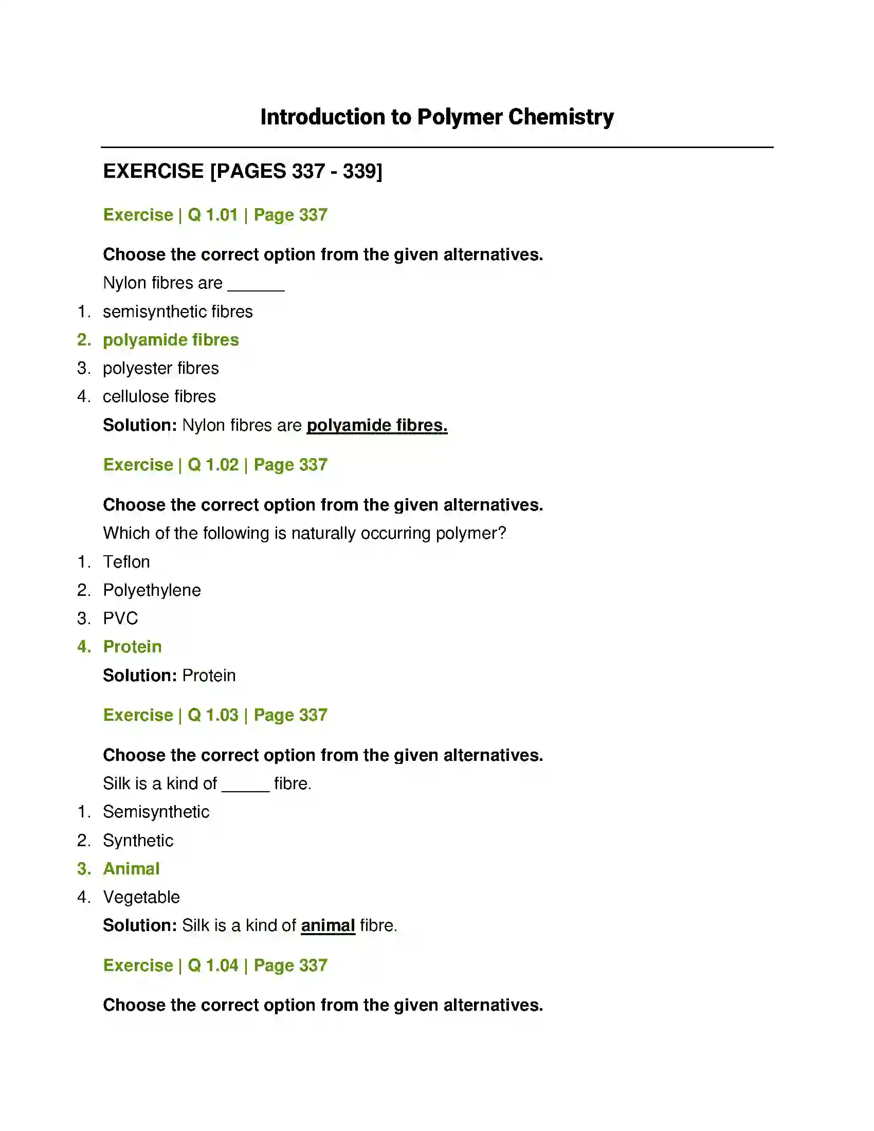 Maharashtra Board Class 12th Chemistry Introduction to Polymer Chemistry Solution 1