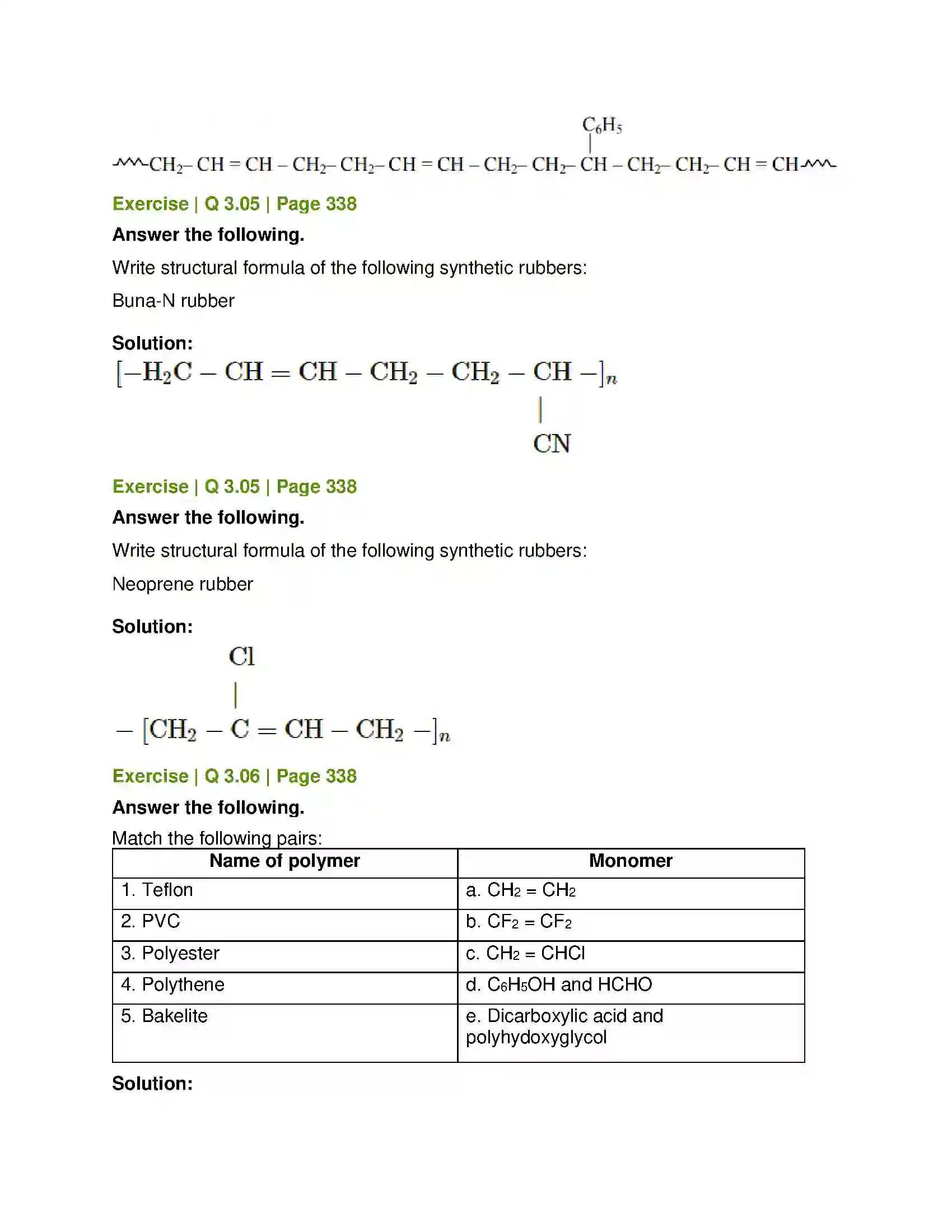 Maharashtra Board Class 12th Chemistry Introduction to Polymer Chemistry Solution 10