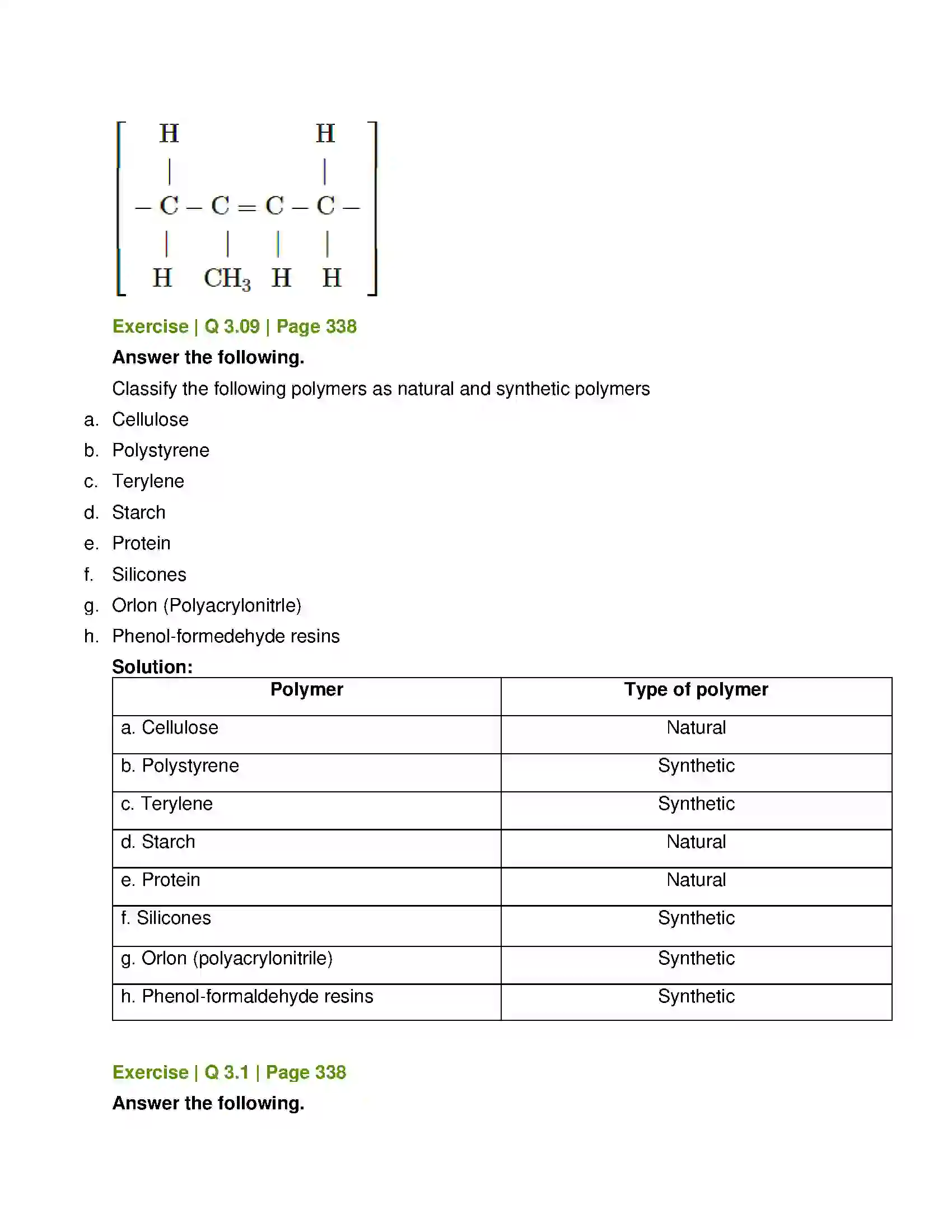Maharashtra Board Class 12th Chemistry Introduction to Polymer Chemistry Solution 12