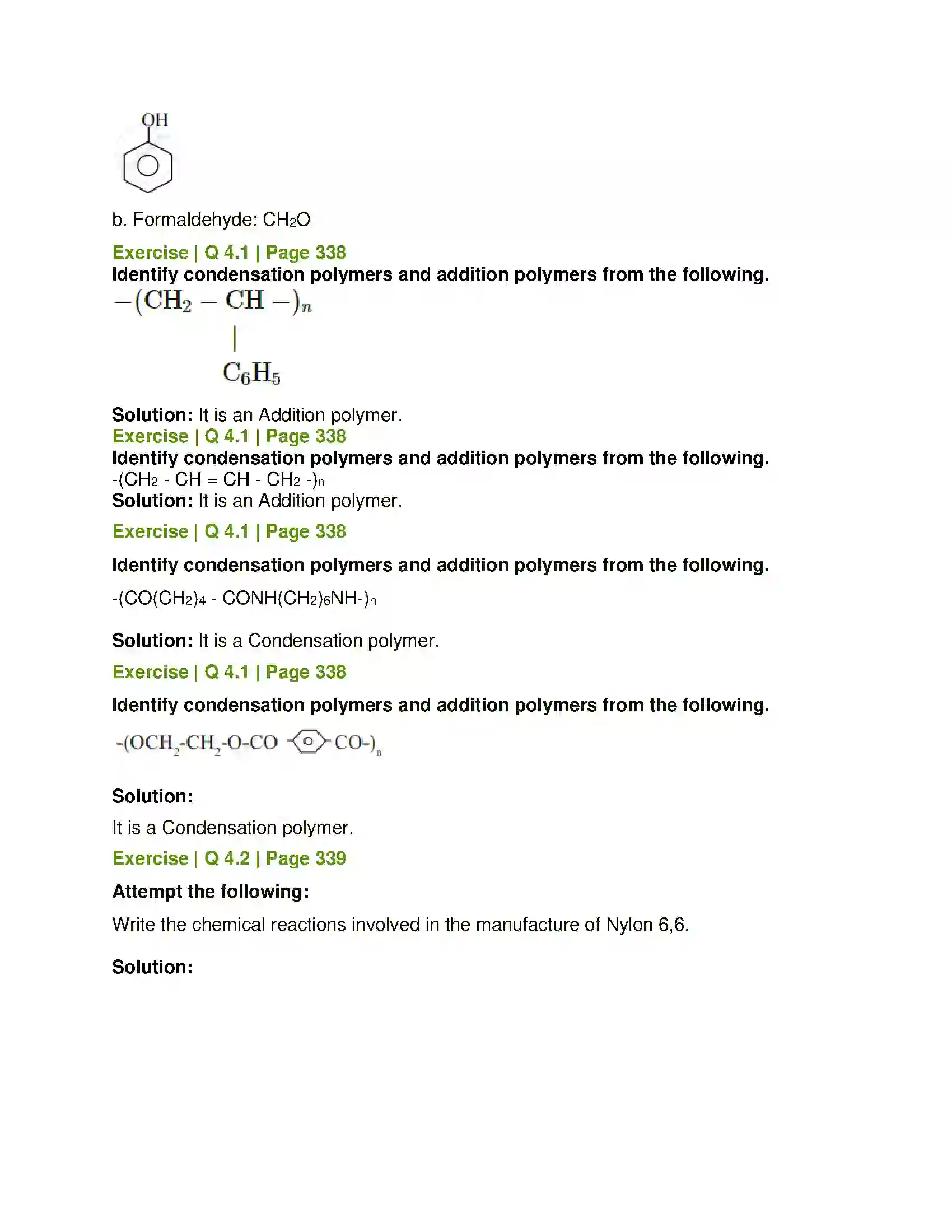 Maharashtra Board Class 12th Chemistry Introduction to Polymer Chemistry Solution 14