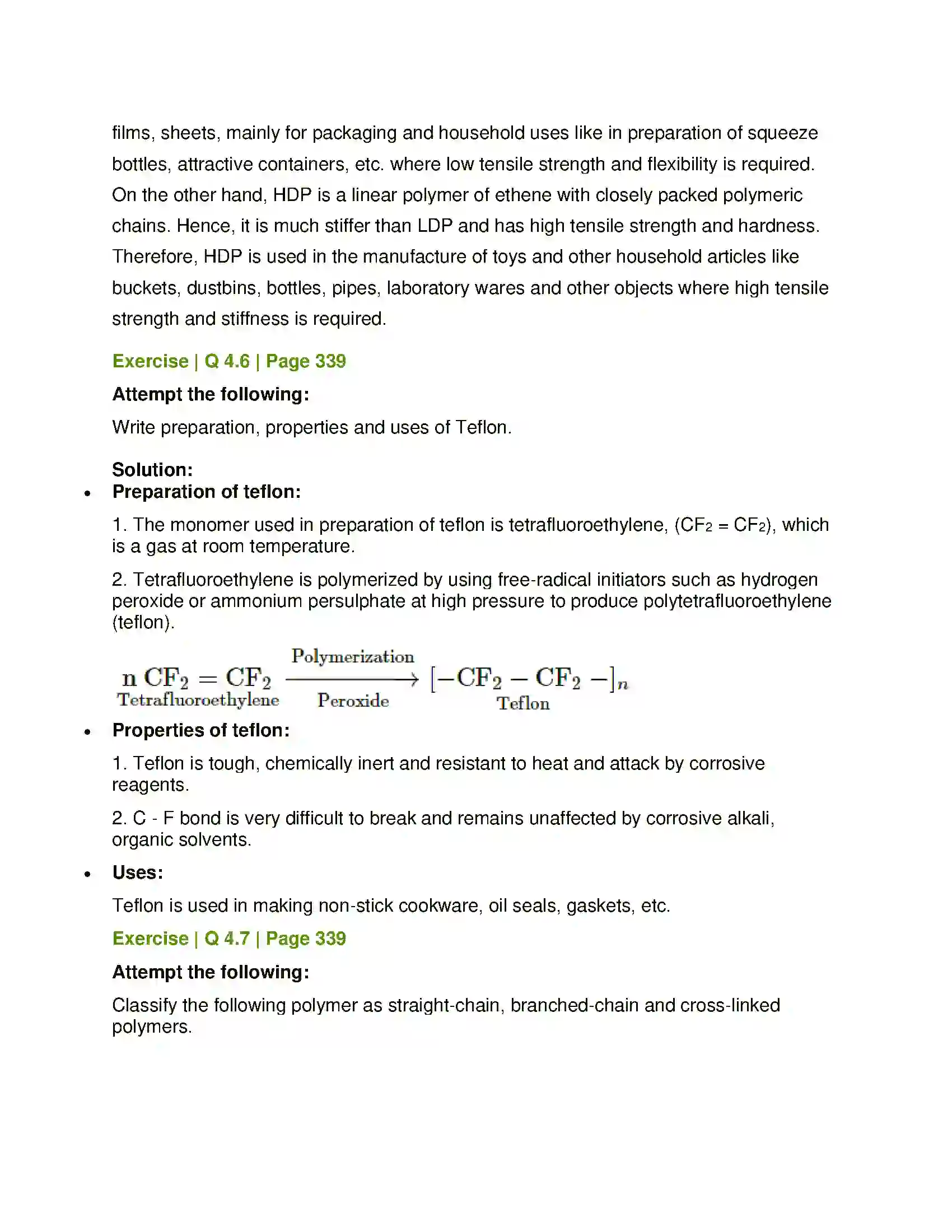 Maharashtra Board Class 12th Chemistry Introduction to Polymer Chemistry Solution 17