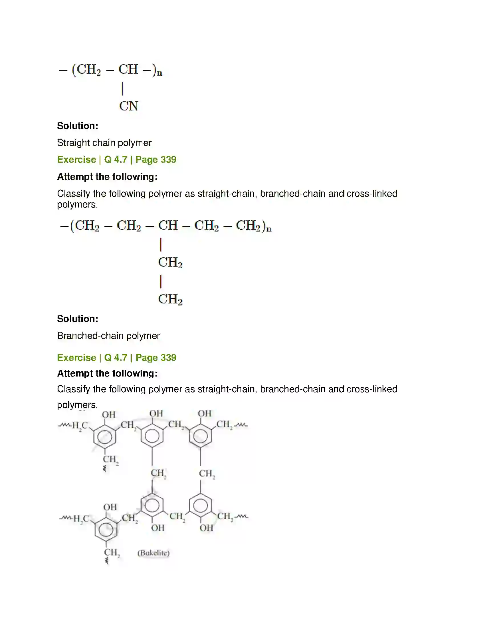 Maharashtra Board Class 12th Chemistry Introduction to Polymer Chemistry Solution 18