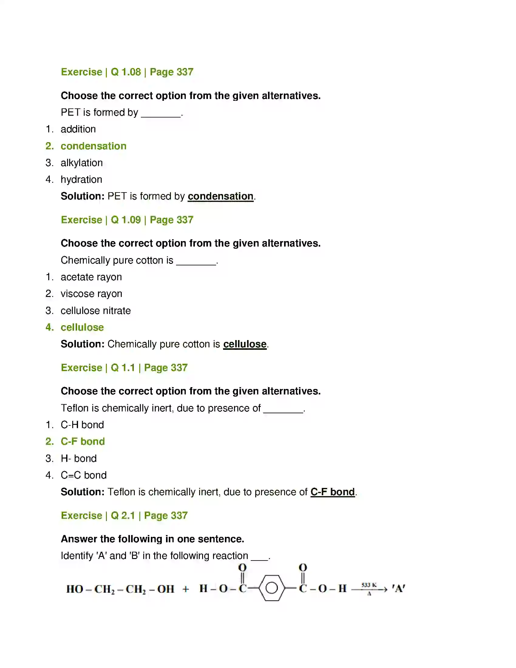 Maharashtra Board Class 12th Chemistry Introduction to Polymer Chemistry Solution 3