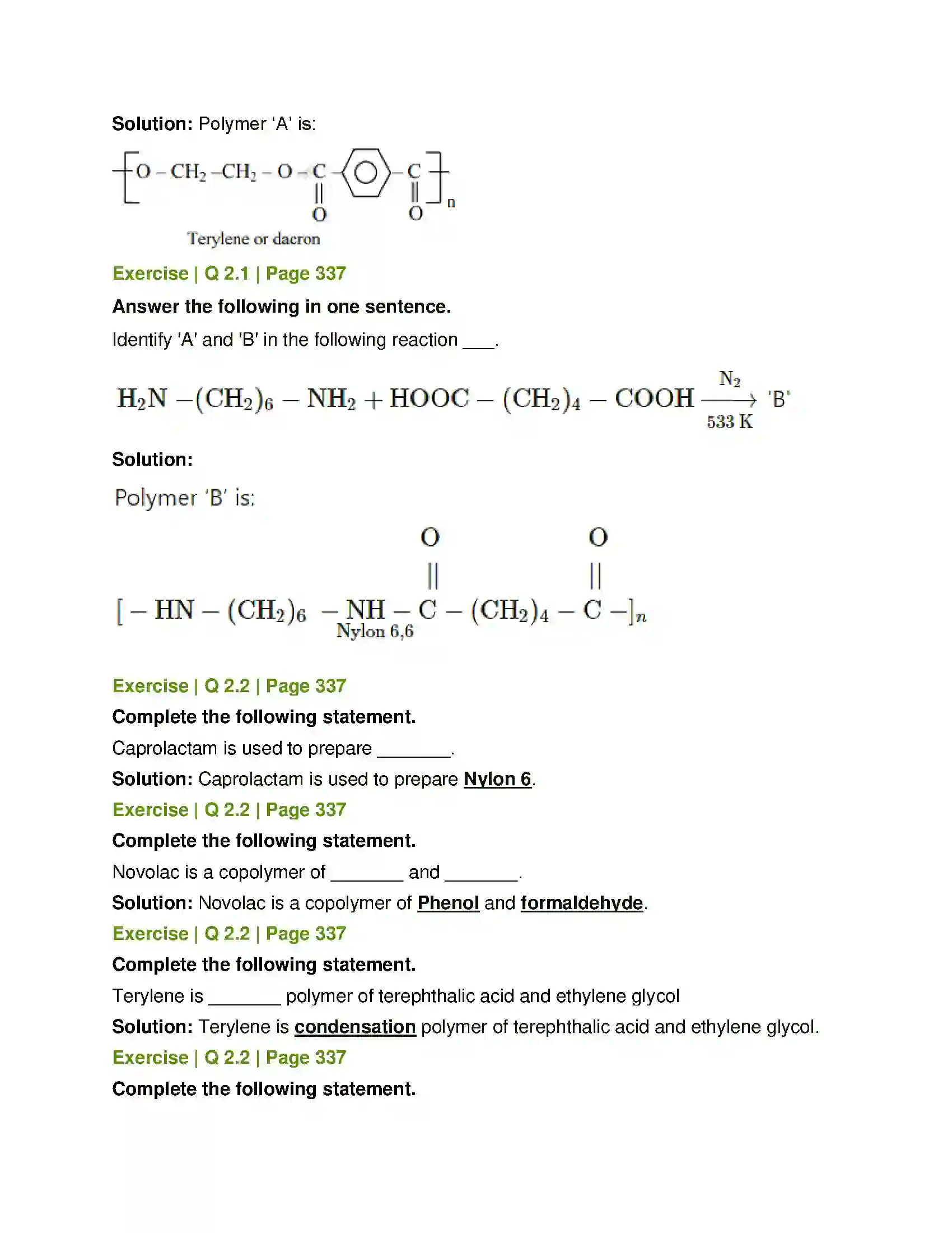 Maharashtra Board Class 12th Chemistry Introduction to Polymer Chemistry Solution 4