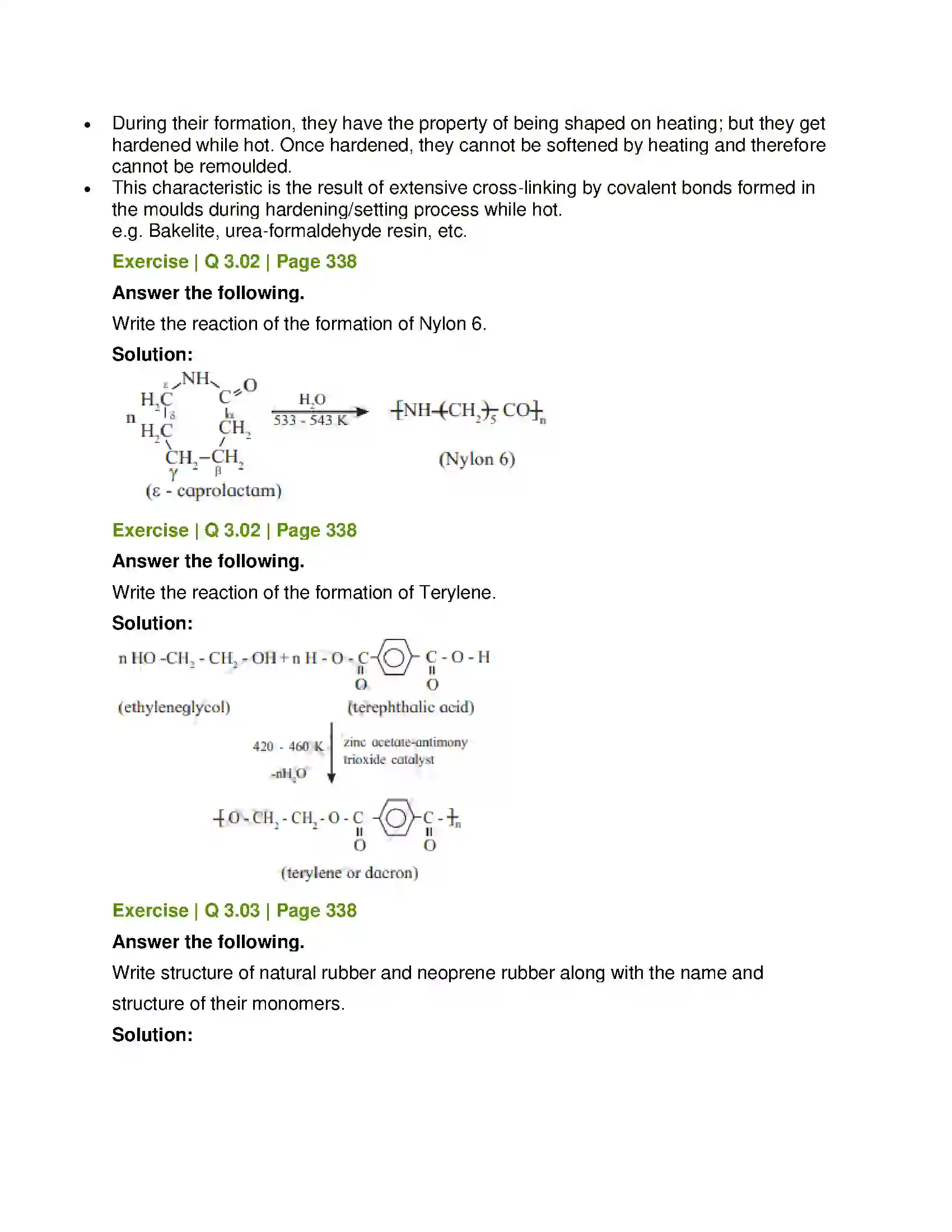 Maharashtra Board Class 12th Chemistry Introduction to Polymer Chemistry Solution 8