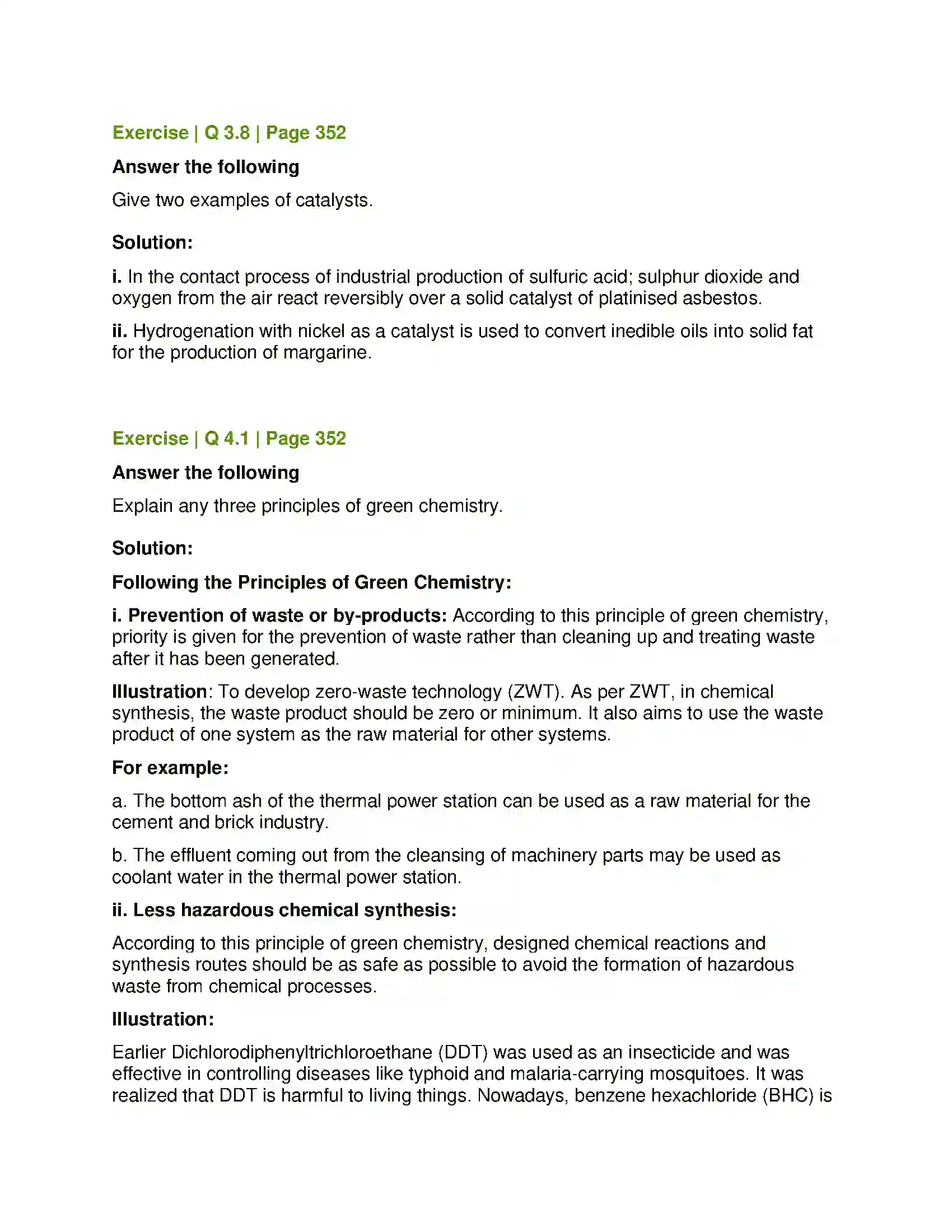 Maharashtra Board Class 12th Chemistry Green Chemistry and Nanochemistry Solution 8