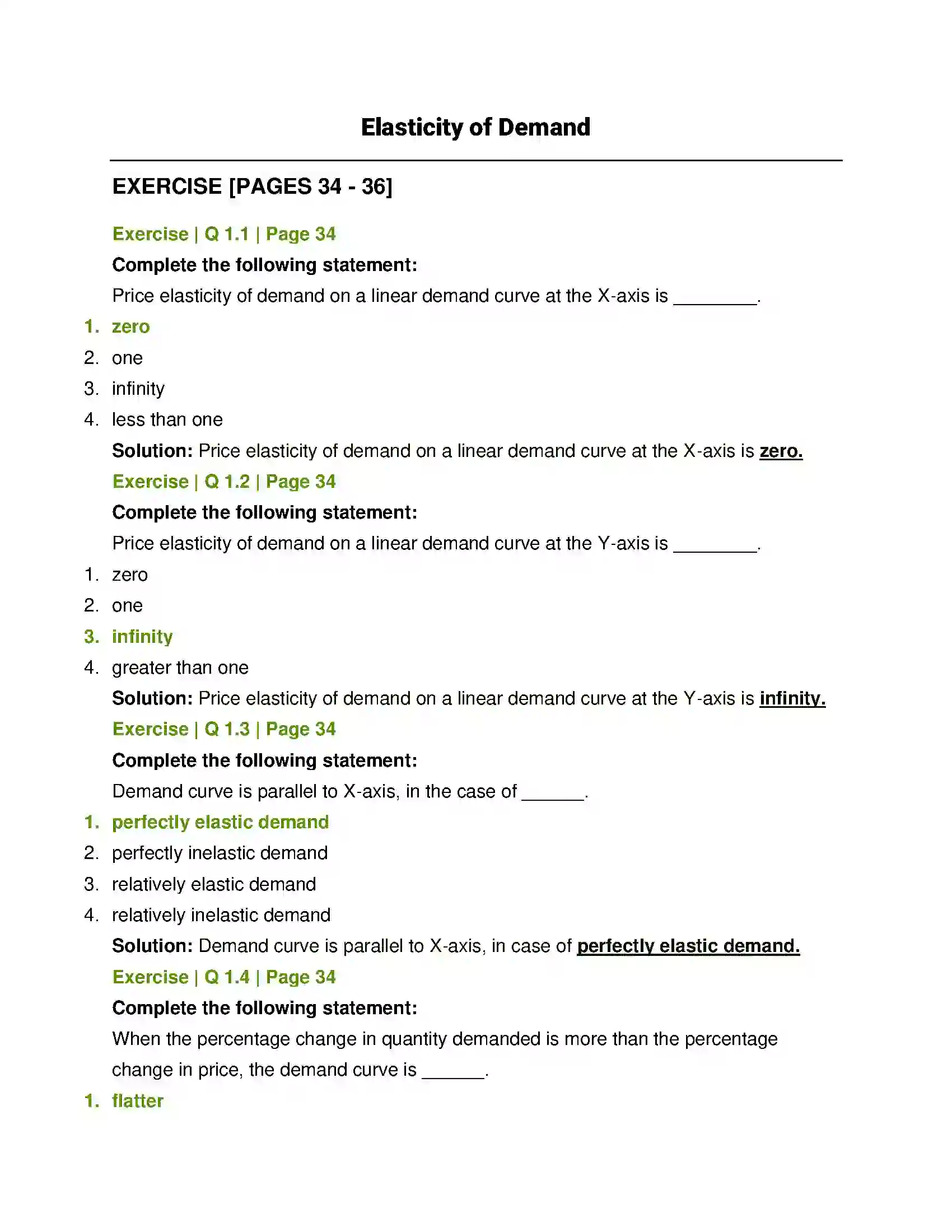 Maharashtra Board Class 12th Economics Elasticity of Demand Solution 1