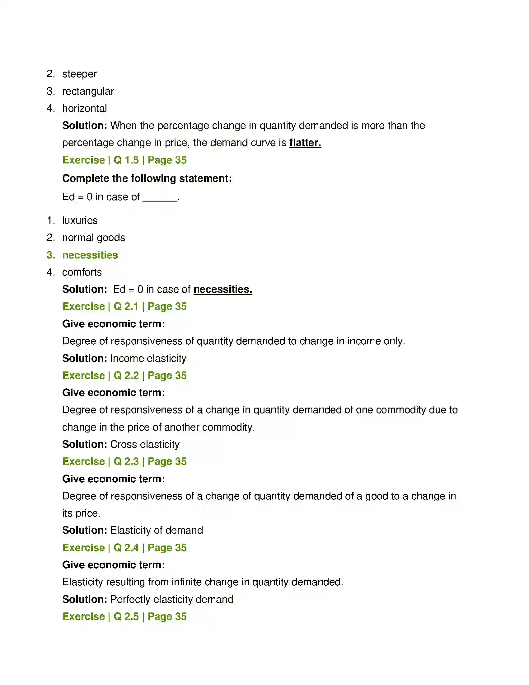 Maharashtra Board Class 12th Economics Elasticity of Demand Solution 2