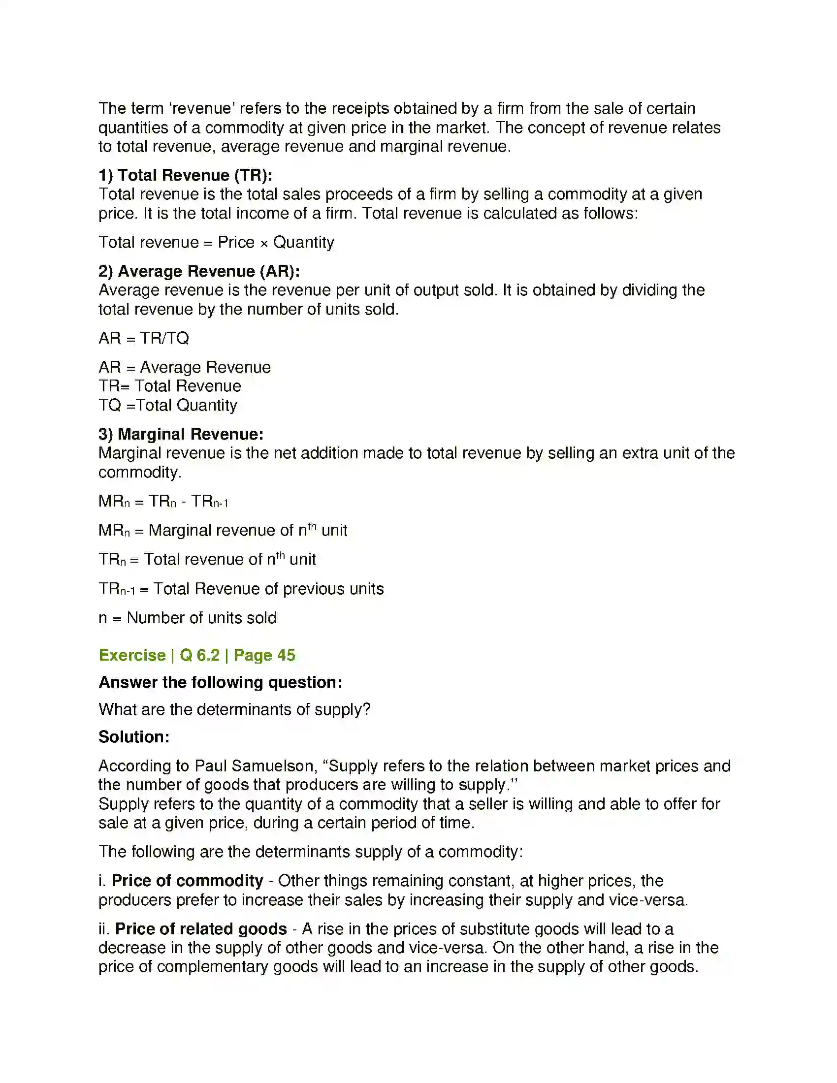 Maharashtra Board Class 12th Economics Supply Analysis Solution 11