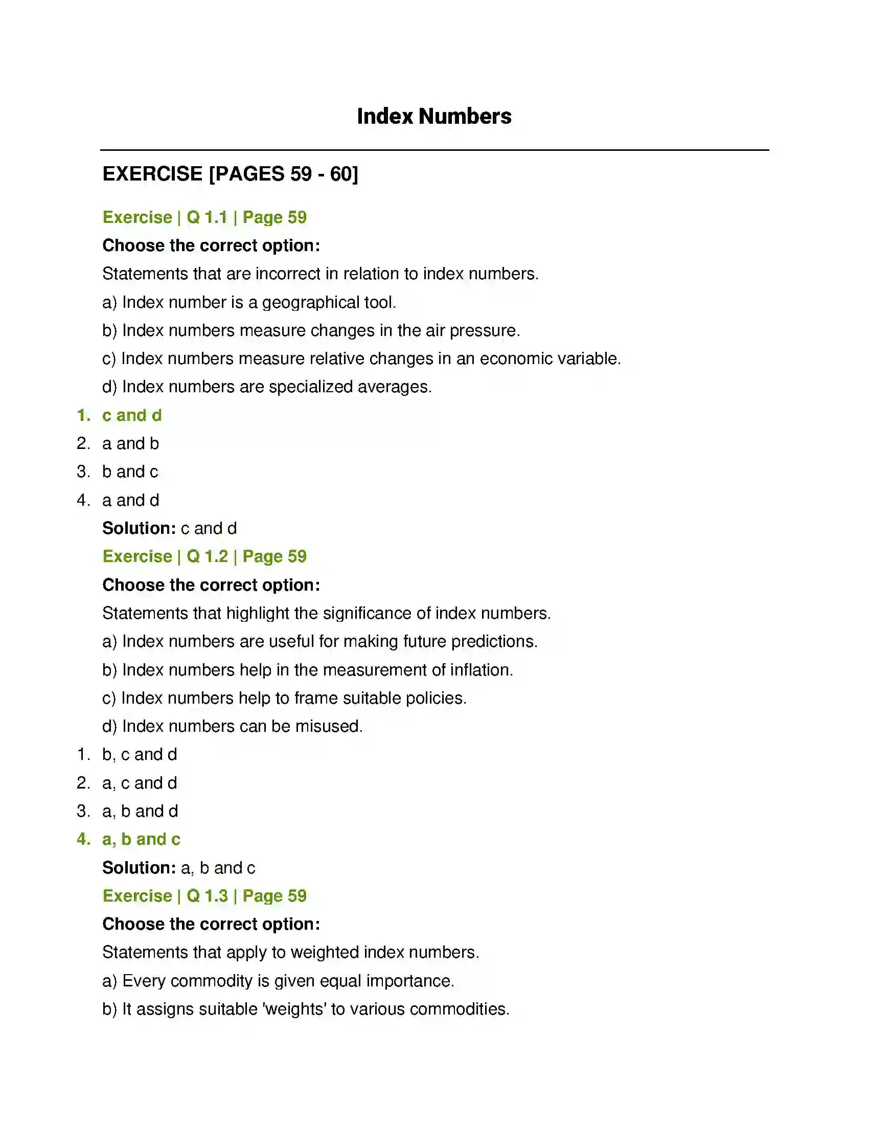 Maharashtra Board Class 12th Economics Index Numbers Solution 1