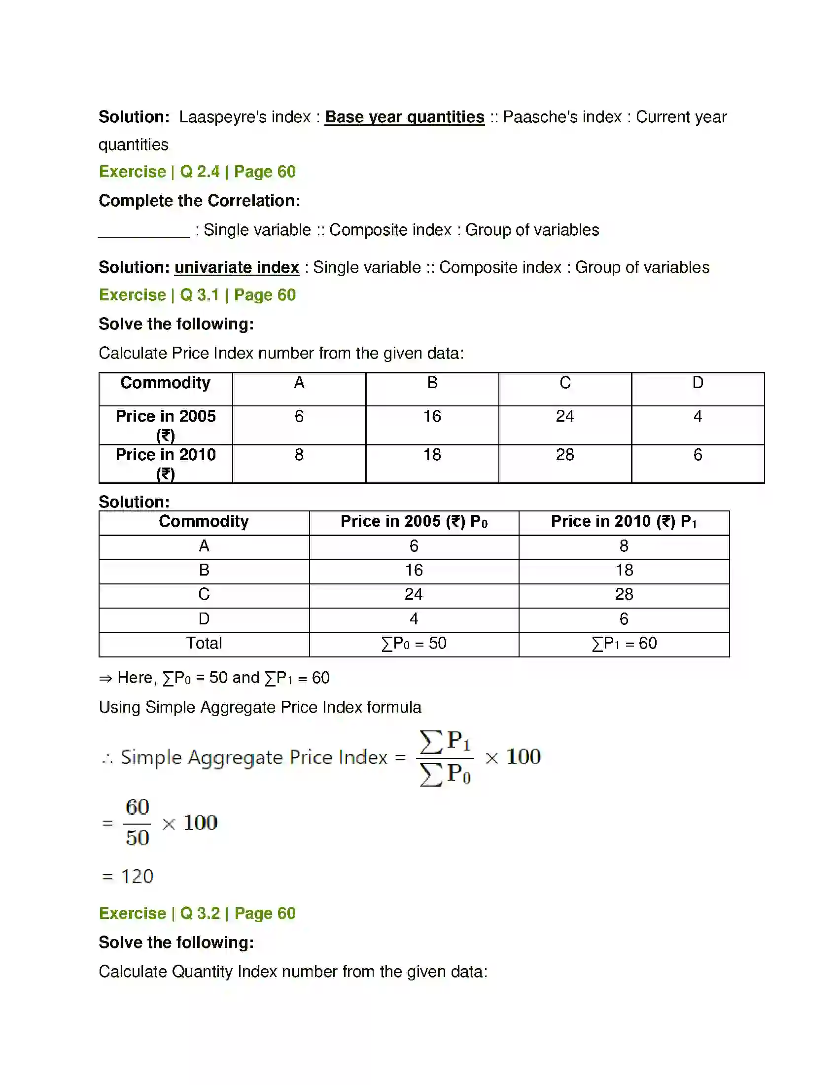 Maharashtra Board Class 12th Economics Index Numbers Solution 4