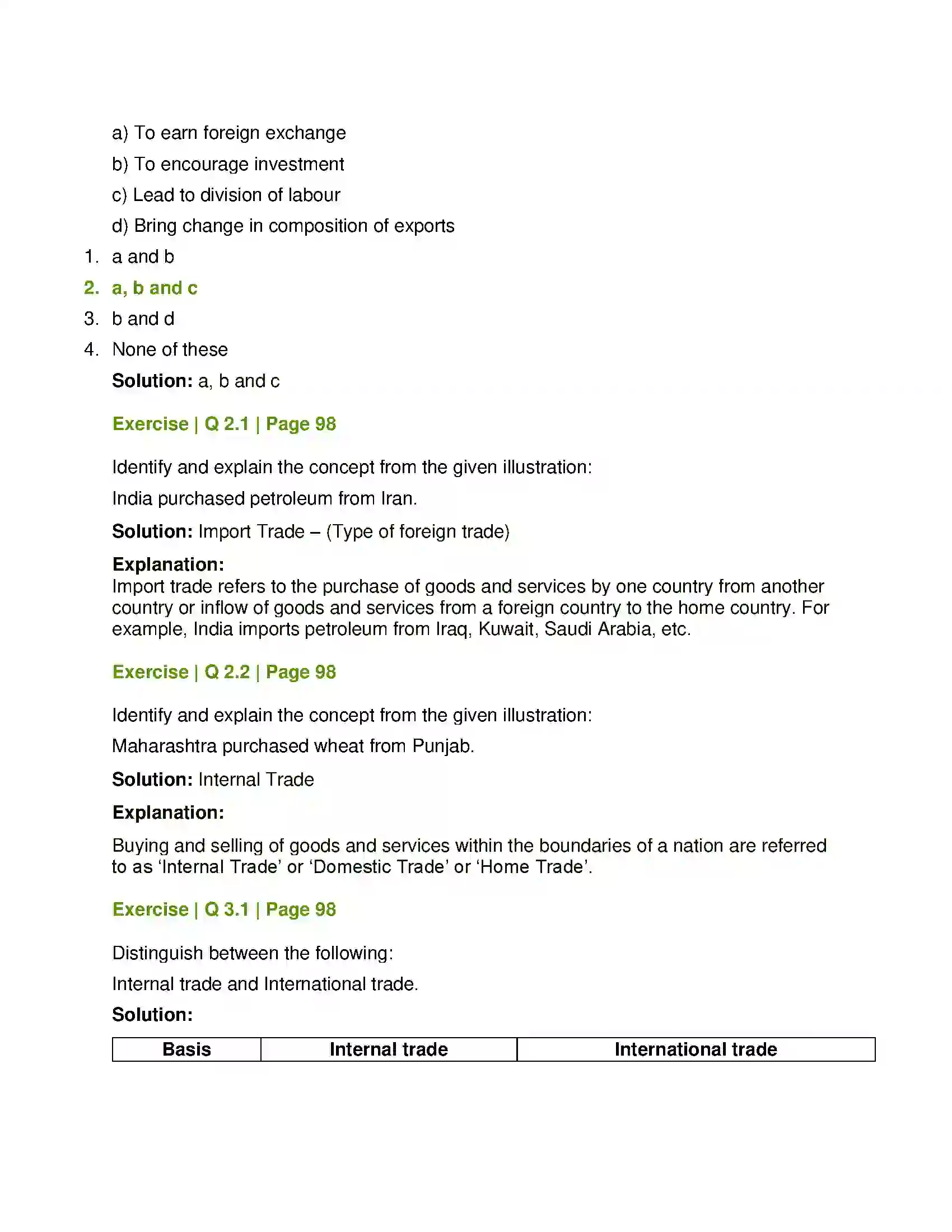 Maharashtra Board Class 12th Economics Foreign Trade of India Solution 2