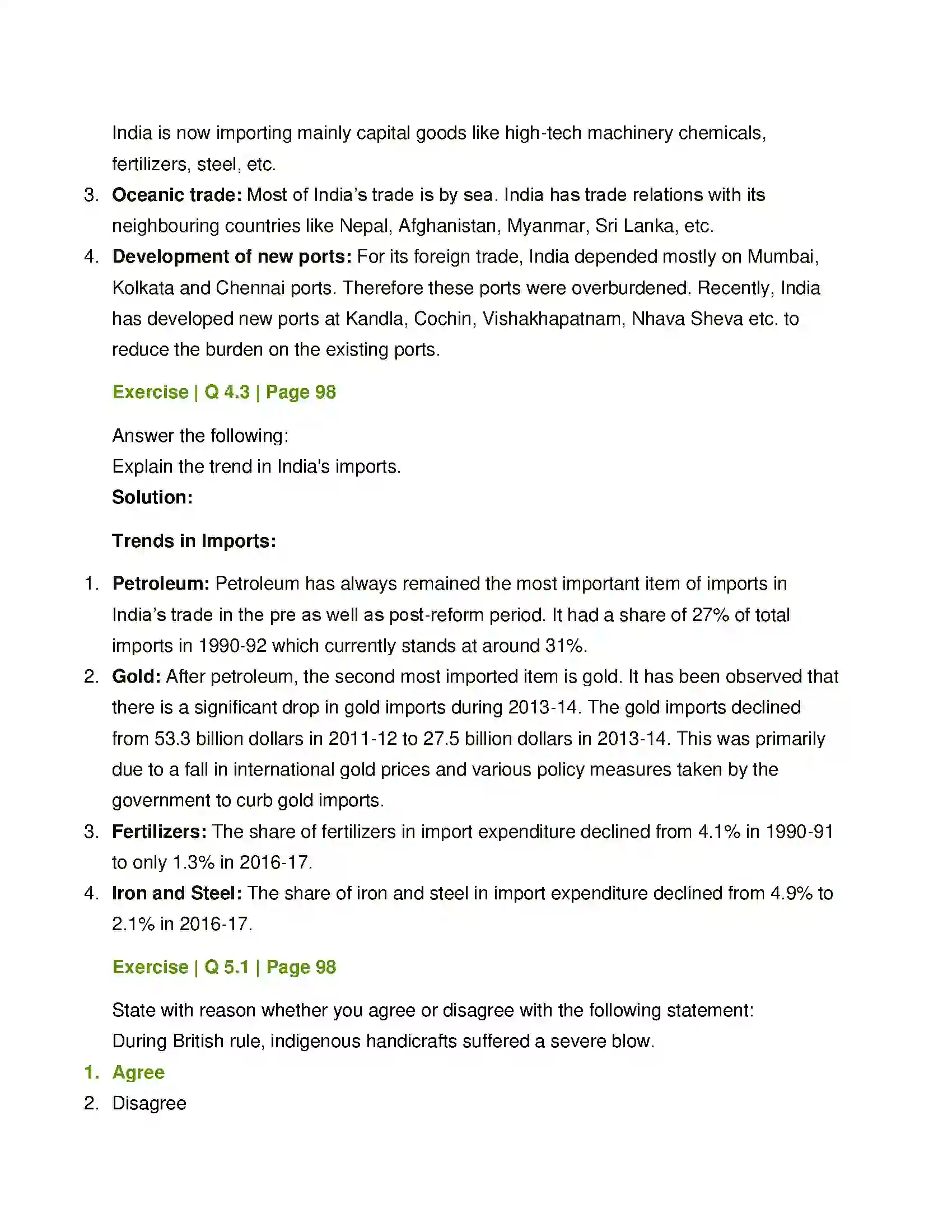 Maharashtra Board Class 12th Economics Foreign Trade of India Solution 5