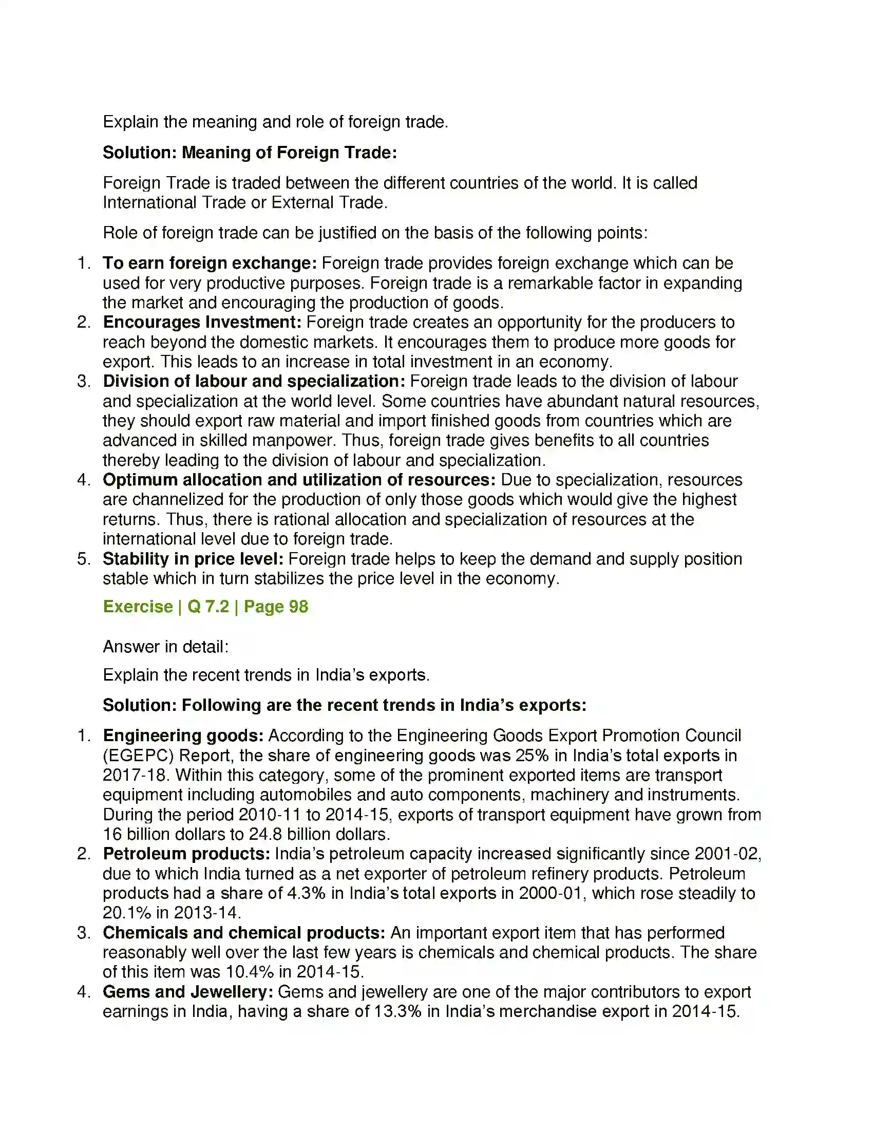 Maharashtra Board Class 12th Economics Foreign Trade of India Solution 7
