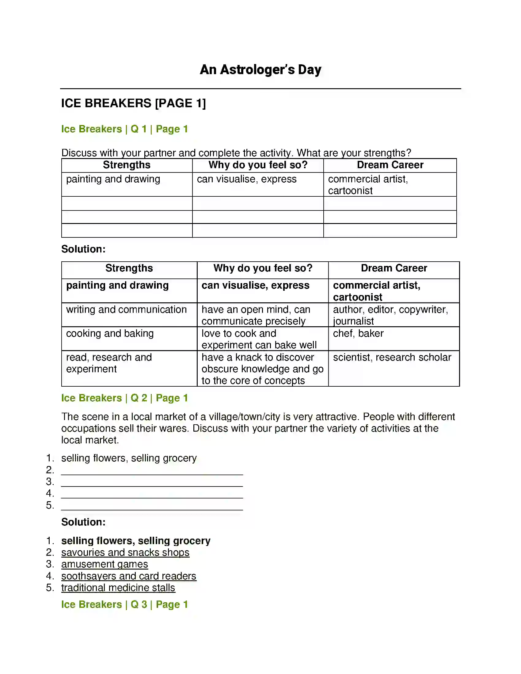 Maharashtra Board Class 12th English An Astrologer’s Day Solution 1