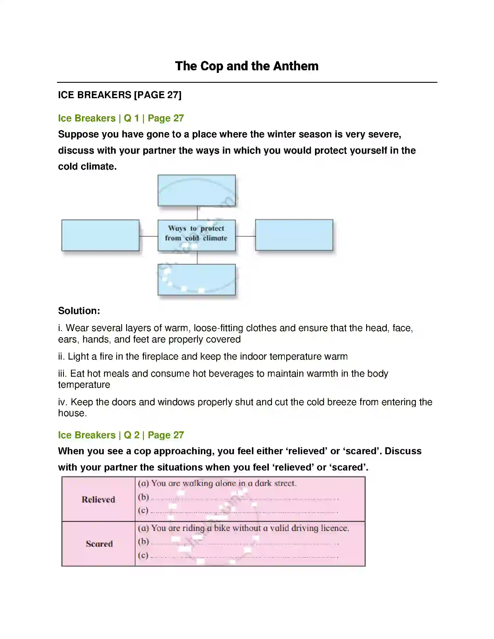 Maharashtra Board Class 12th English The Cop and the Anthem Solution 1