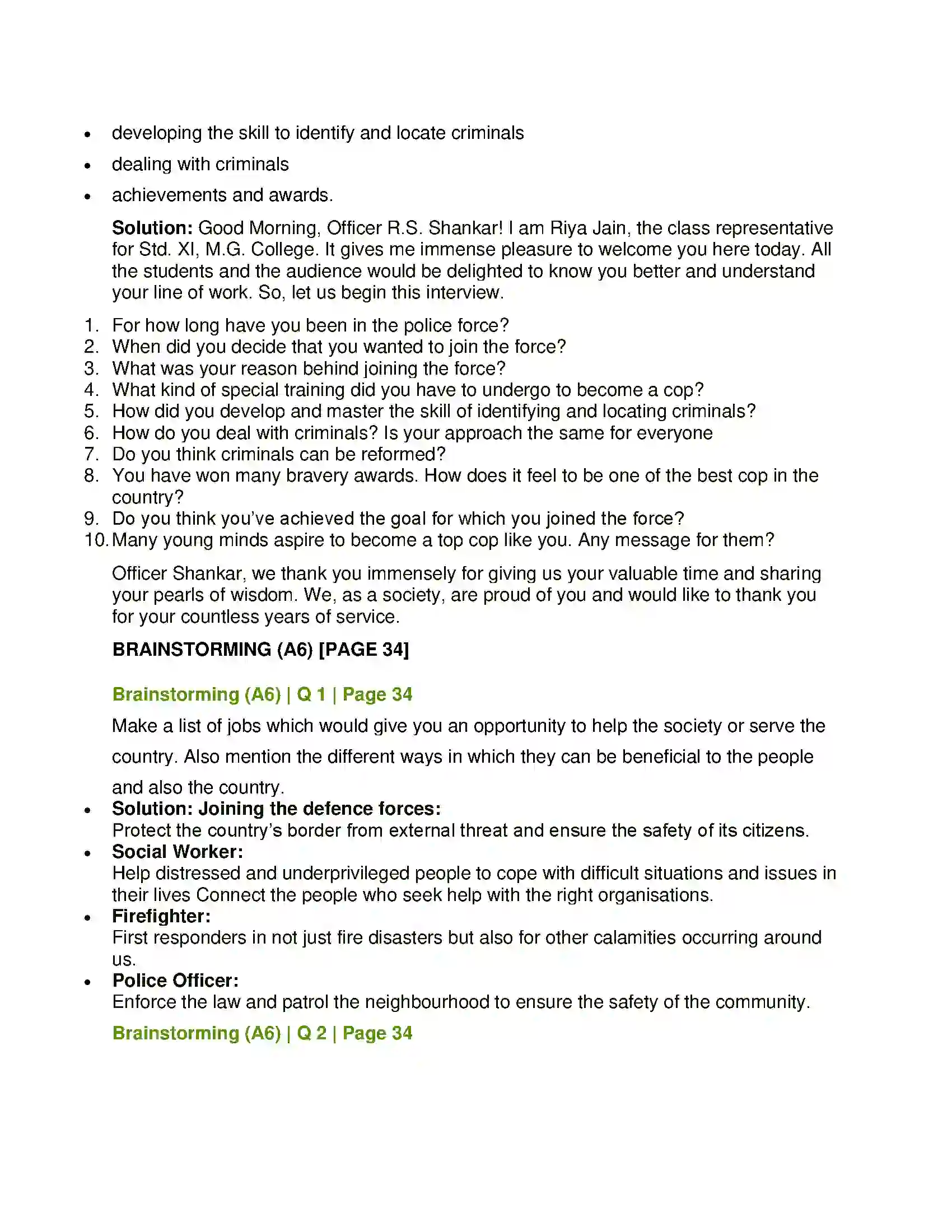 Maharashtra Board Class 12th English The Cop and the Anthem Solution 10