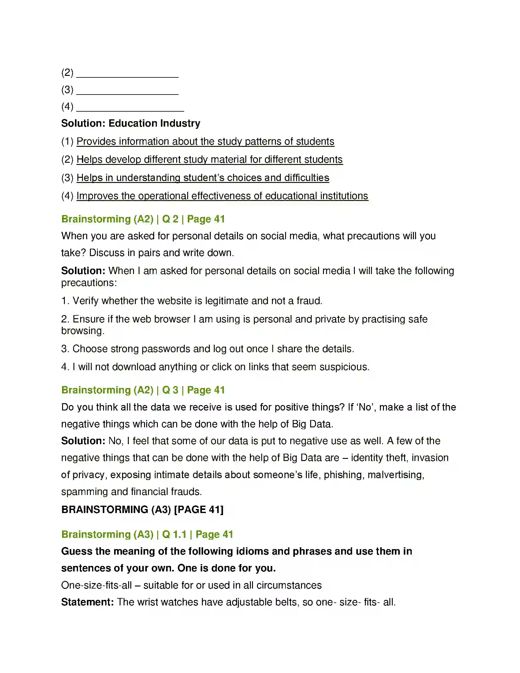 Maharashtra Board Class 12th English Big Data-Big Insights Solution 4