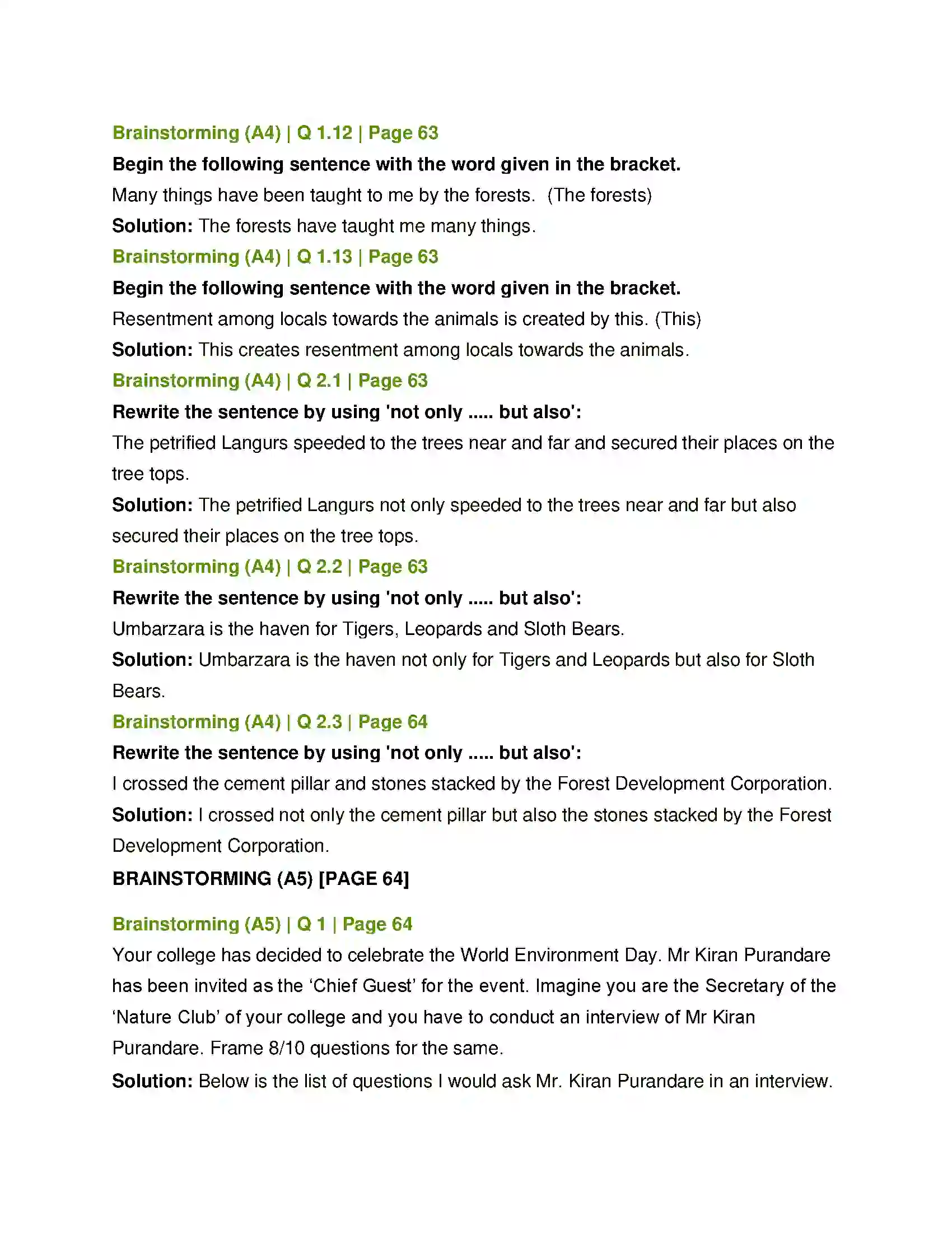 Maharashtra Board Class 12th English Into the Wild Solution 11
