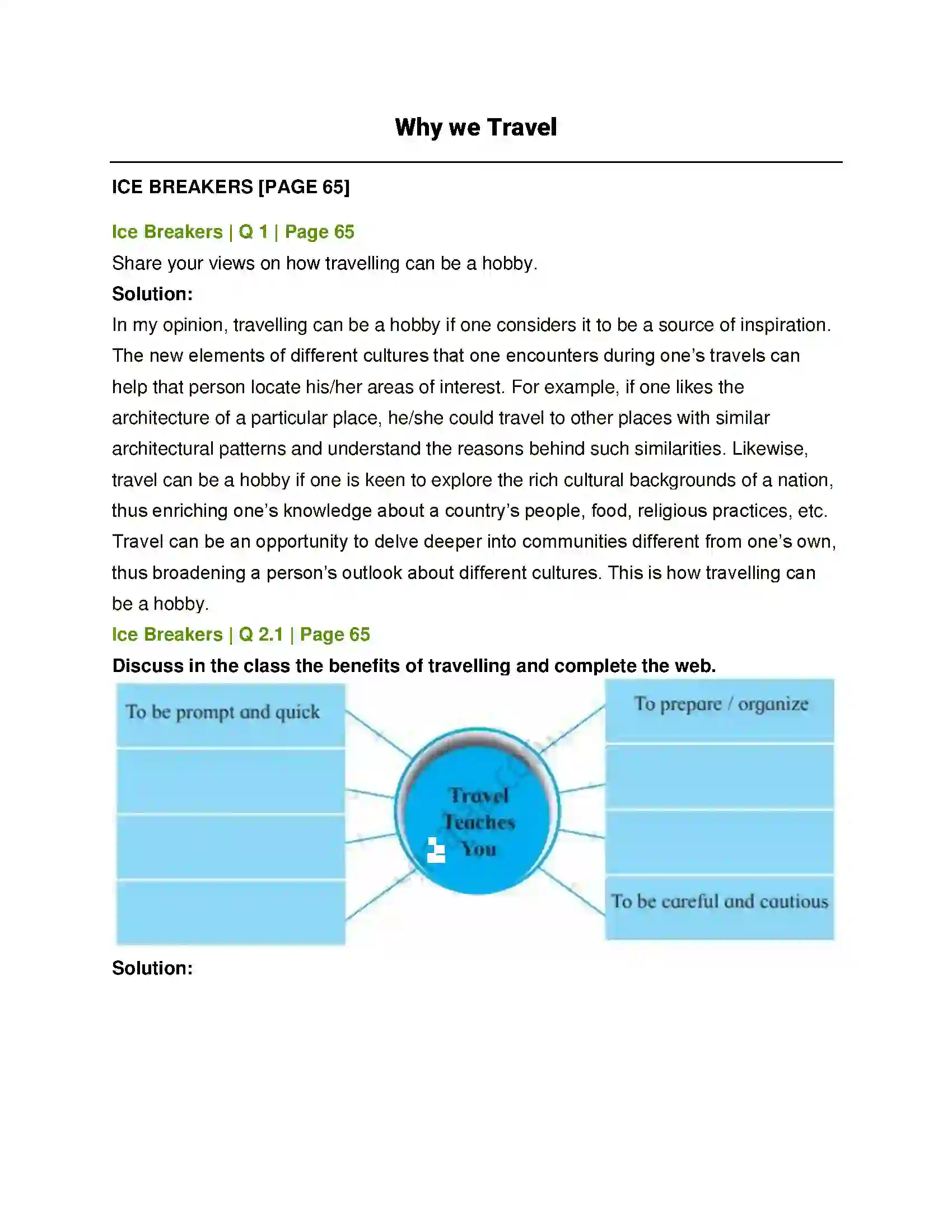 Maharashtra Board Class 12th English Why we Travel Solution 1