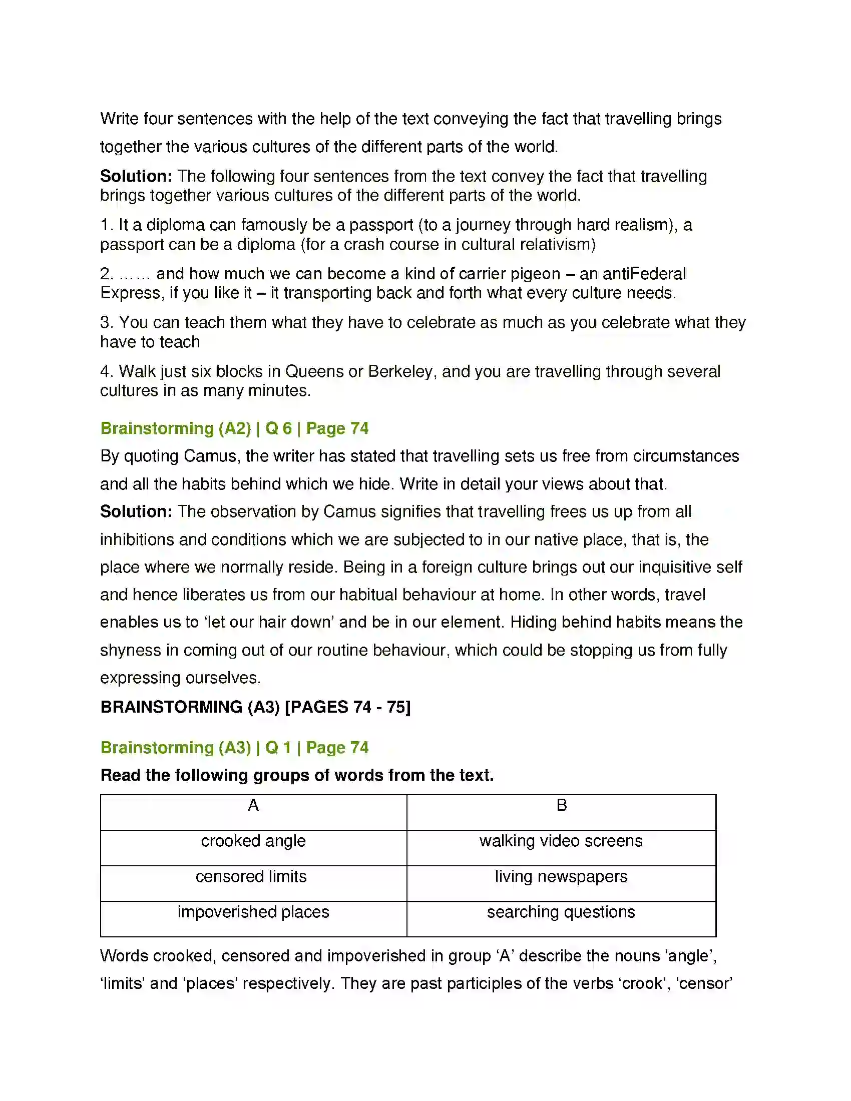Maharashtra Board Class 12th English Why we Travel Solution 5