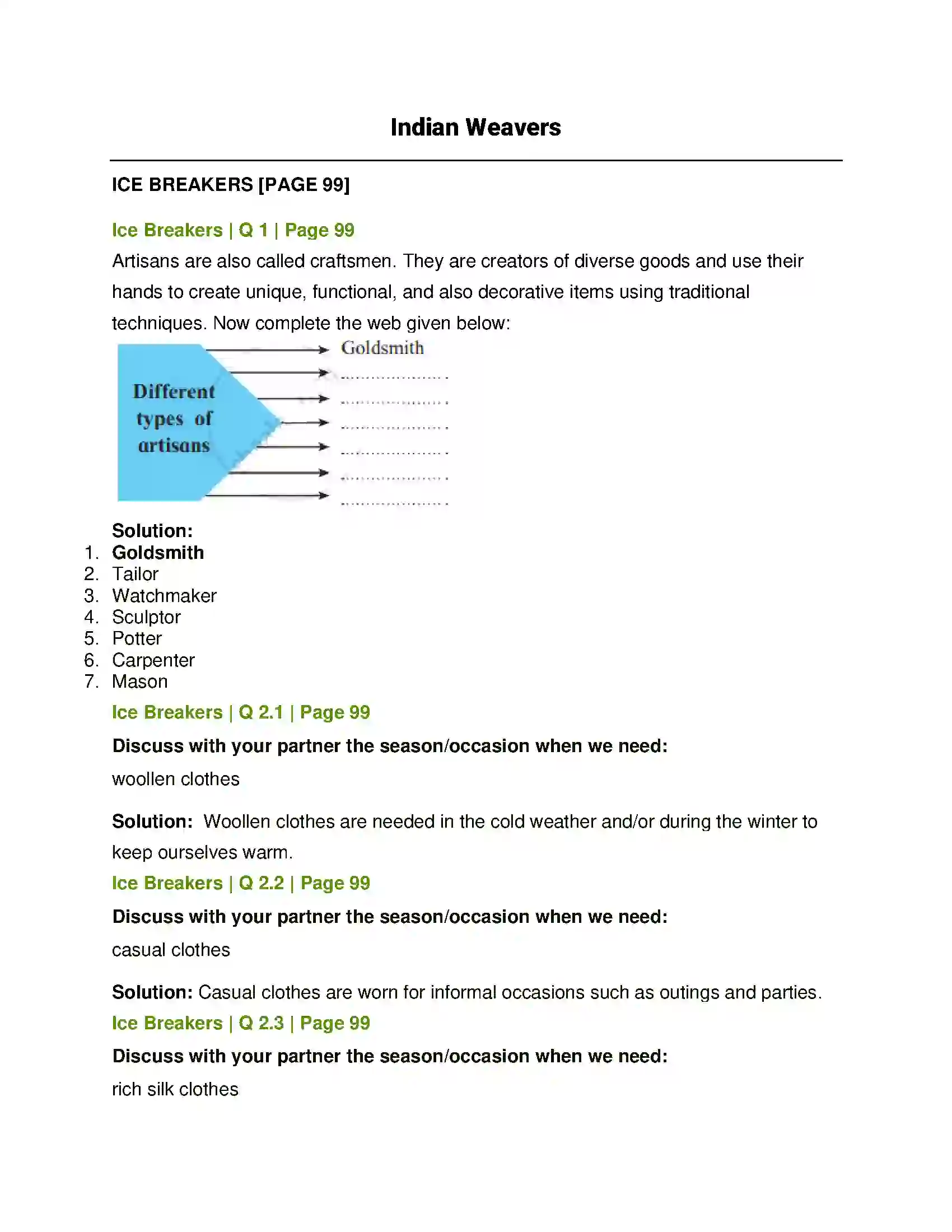 Maharashtra Board Class 12th English Indian Weavers Solution 1