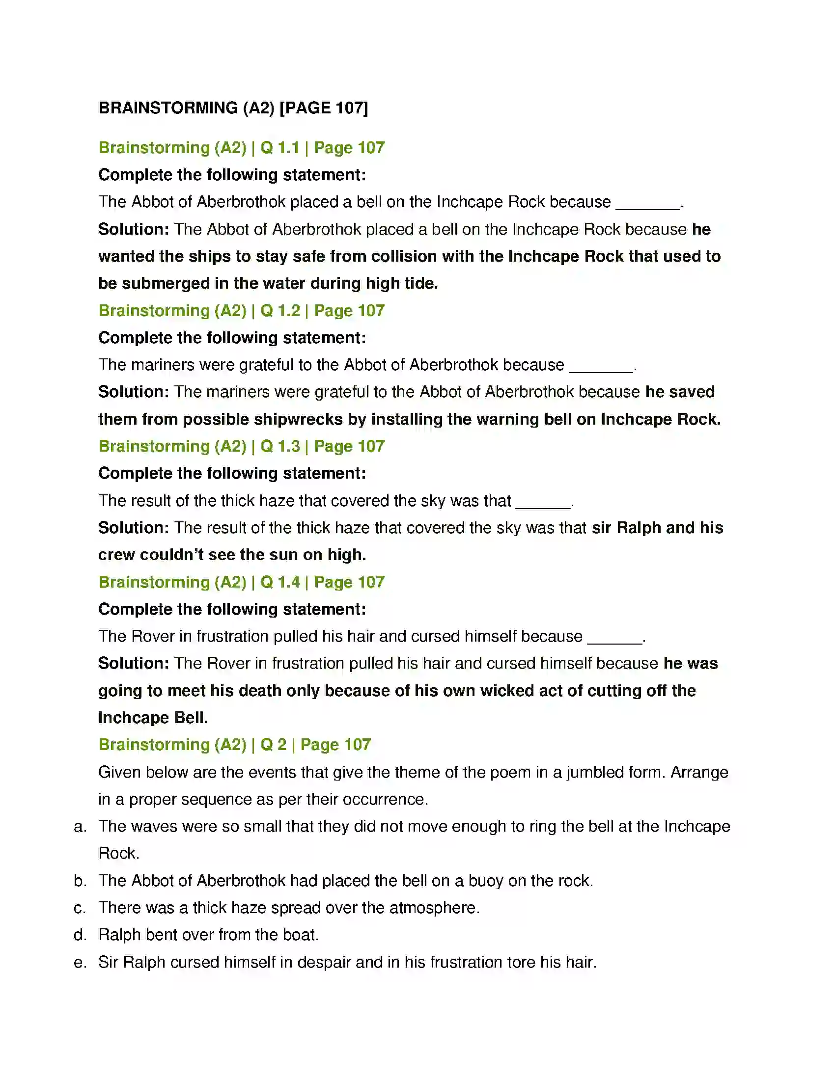 Maharashtra Board Class 12th English The Inchcape Rock Solution 3