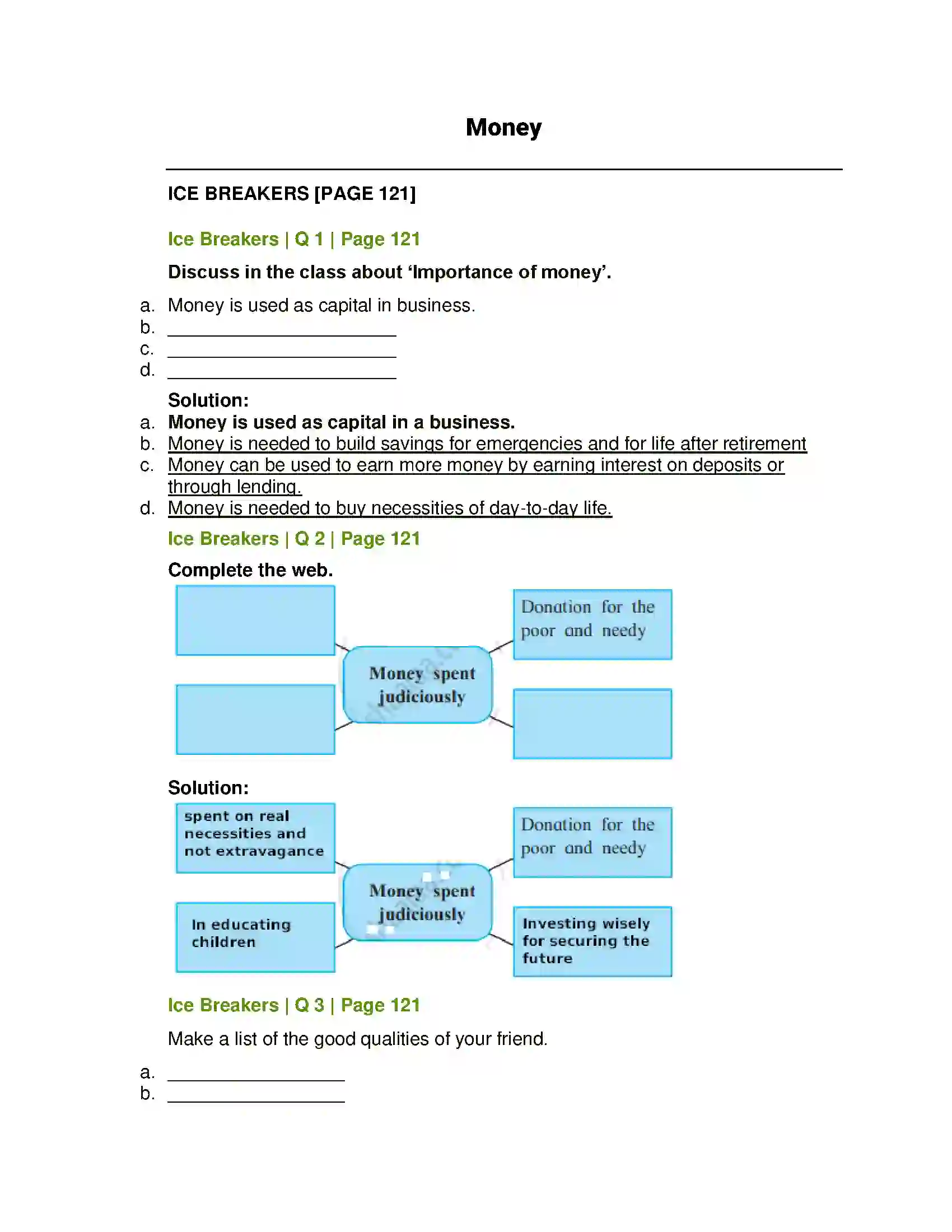 Maharashtra Board Class 12th English Money Solution 1