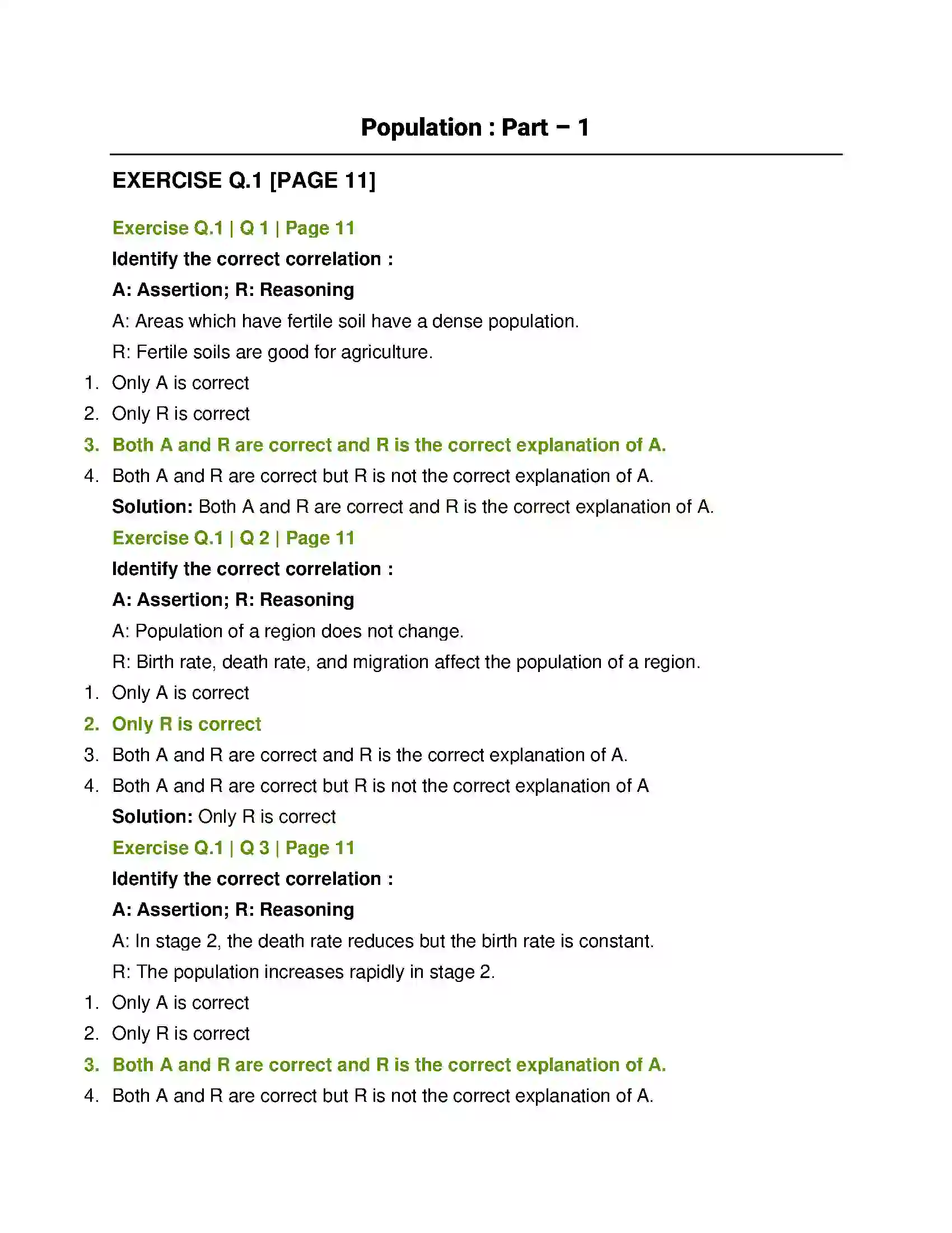 Maharashtra Board Class 12th Geography Population Part - 1 Solution 1