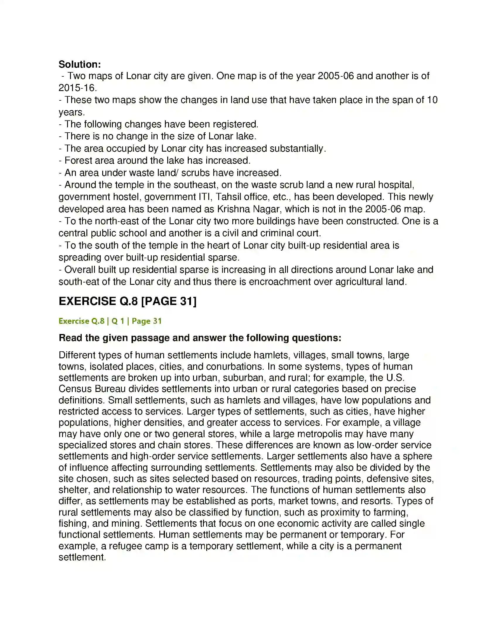 Maharashtra Board Class 12th Geography Human Settlements and Land Use Solution 12