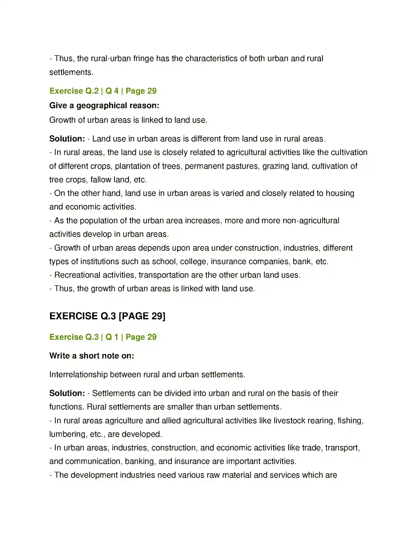 Maharashtra Board Class 12th Geography Human Settlements and Land Use Solution 3