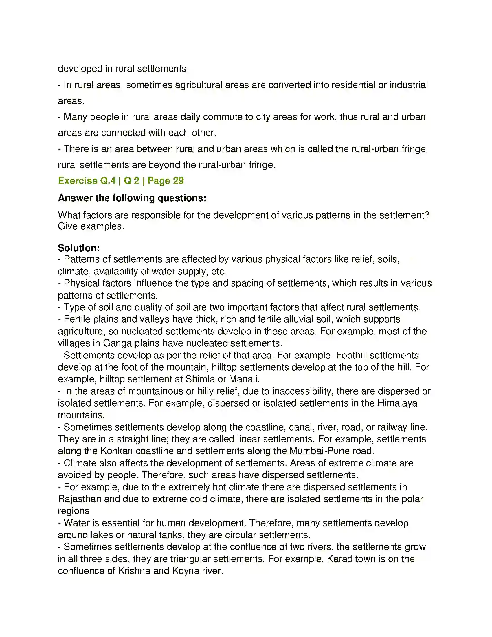 Maharashtra Board Class 12th Geography Human Settlements and Land Use Solution 6