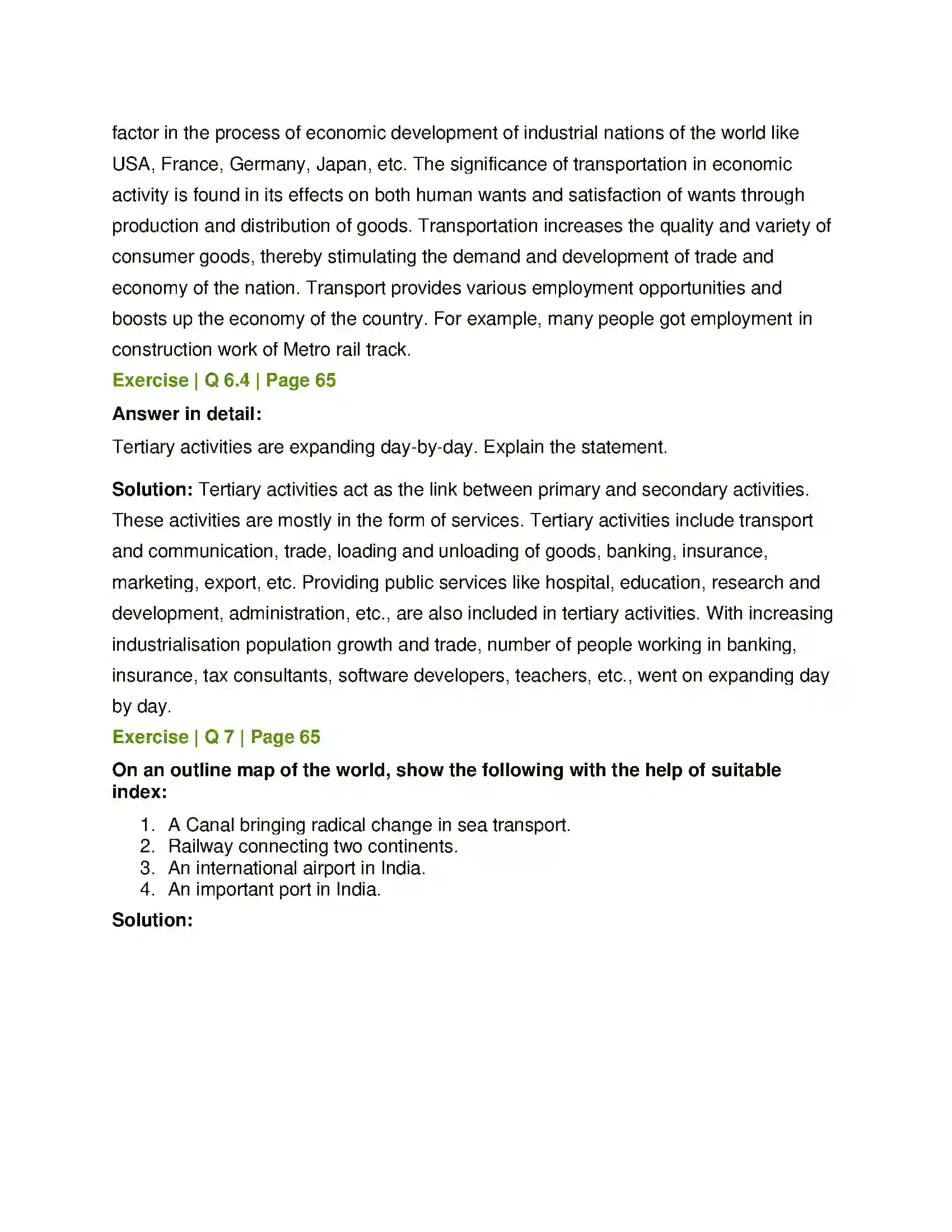 Maharashtra Board Class 12th Geography Tertiary Economic Activities Solution 8