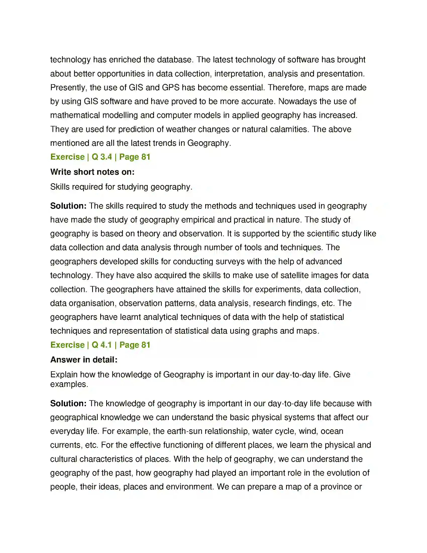 Maharashtra Board Class 12th Geography Geography Nature and Scope Solution 4
