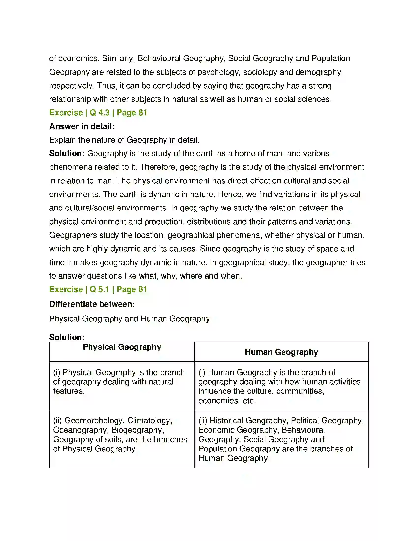 Maharashtra Board Class 12th Geography Geography Nature and Scope Solution 6