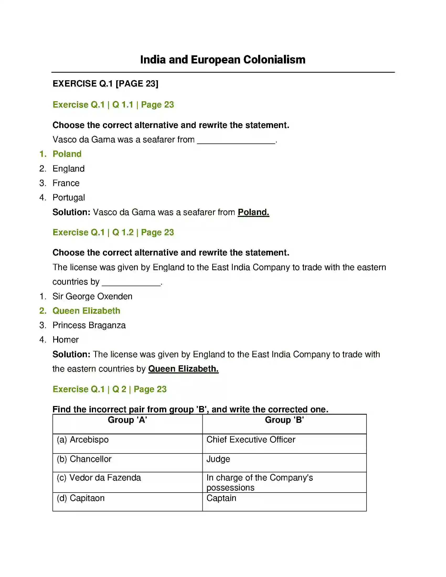Maharashtra Board Class 12th History India and European Colonialism Solution 1
